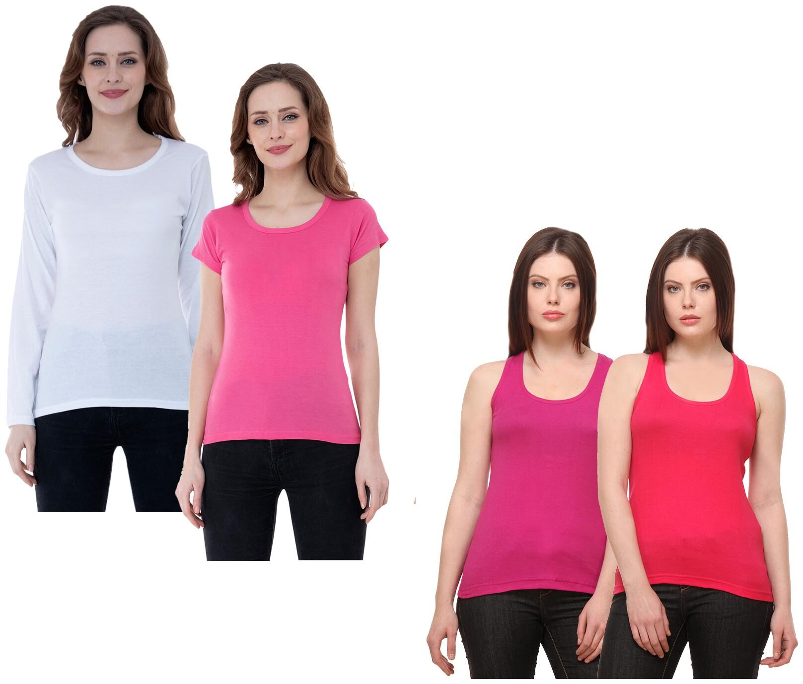 

Indiweaves Women Multi Regular fit Round neck Cotton Tank top