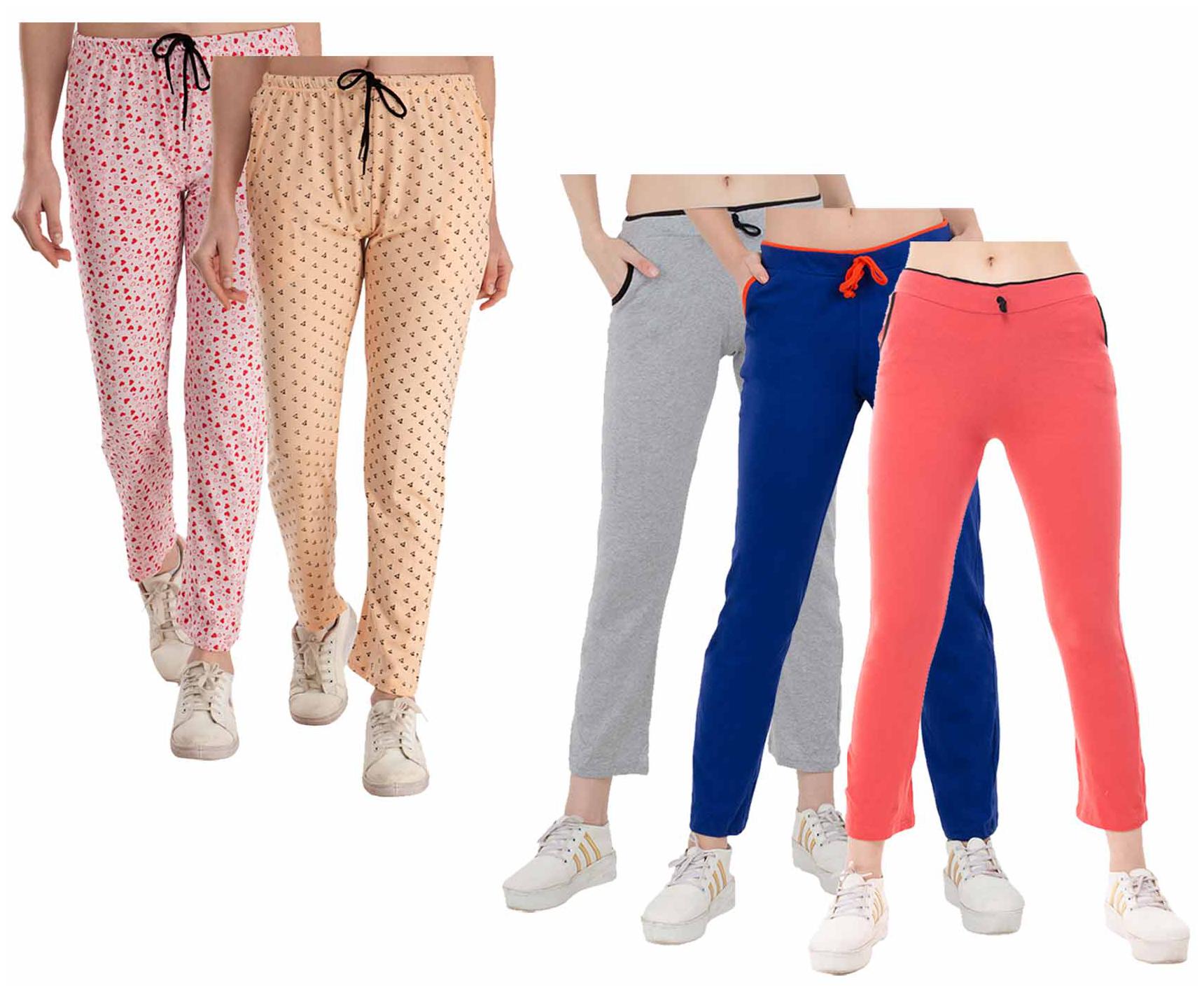 

Indiweaves Women Regular fit Cotton Printed Track pants - Multi