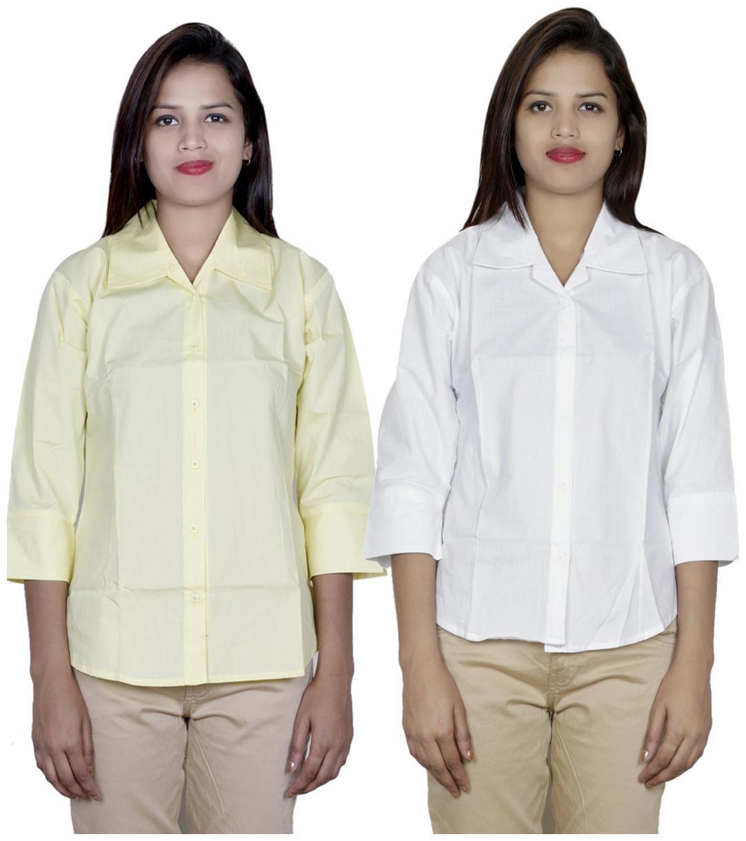 

Indiweaves Women Yellow Solid Regular Fit Shirt