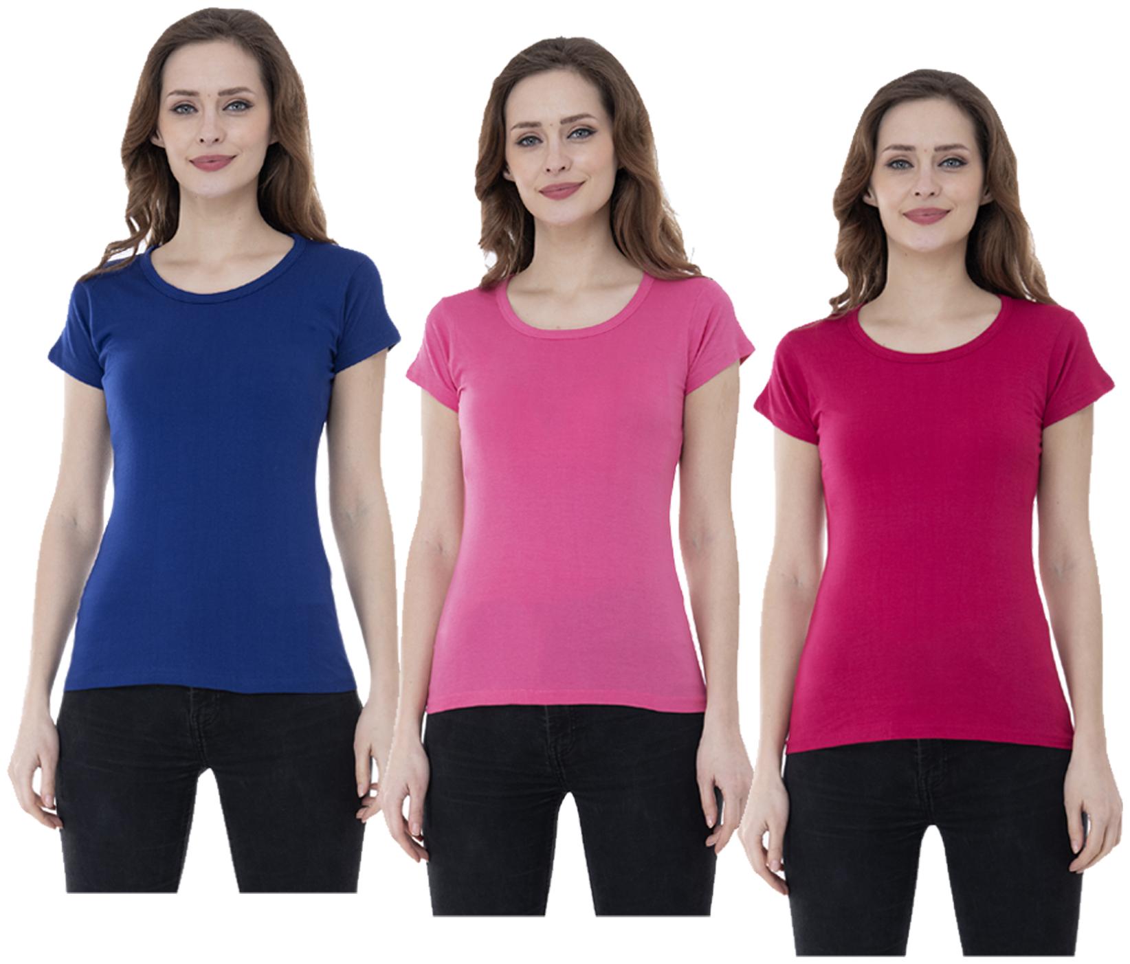 

Indiweaves Women Multi Regular fit Round neck Cotton T shirt
