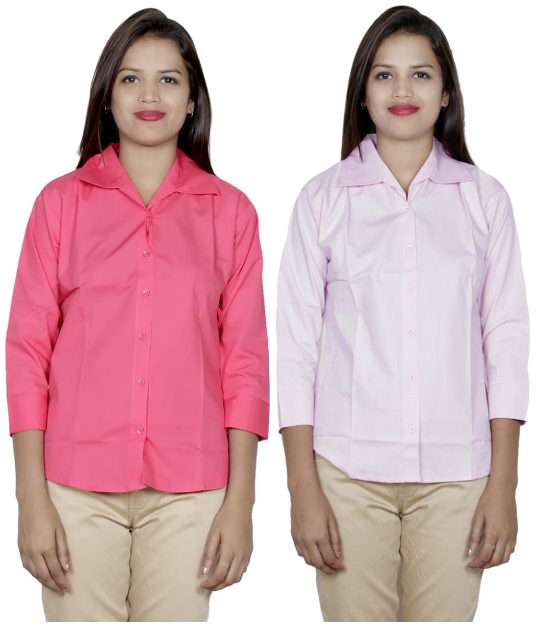 

Indiweaves Women Pink Solid Regular Fit Shirt
