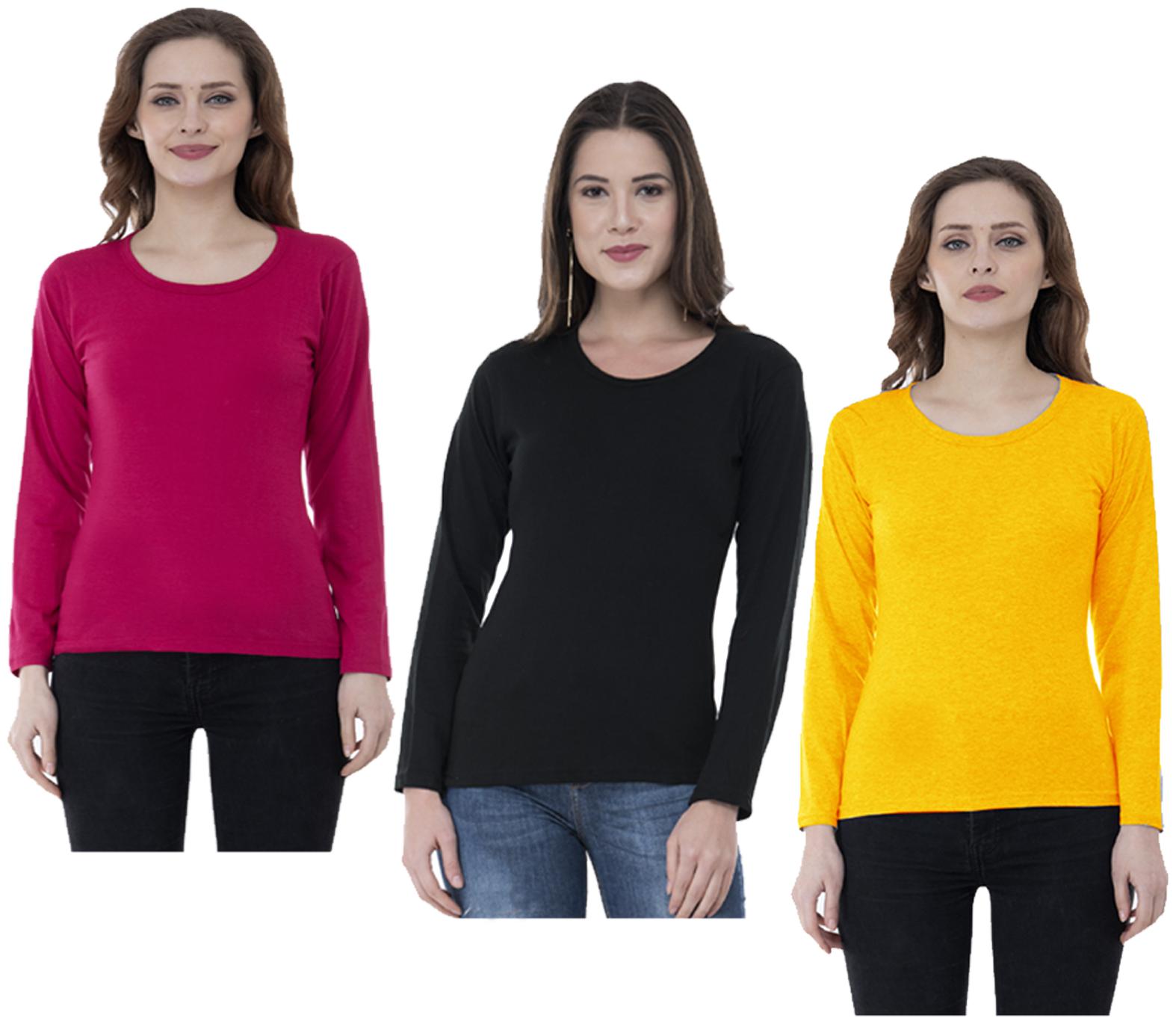 

Indiweaves Women Multi Regular fit Round neck Cotton T shirt