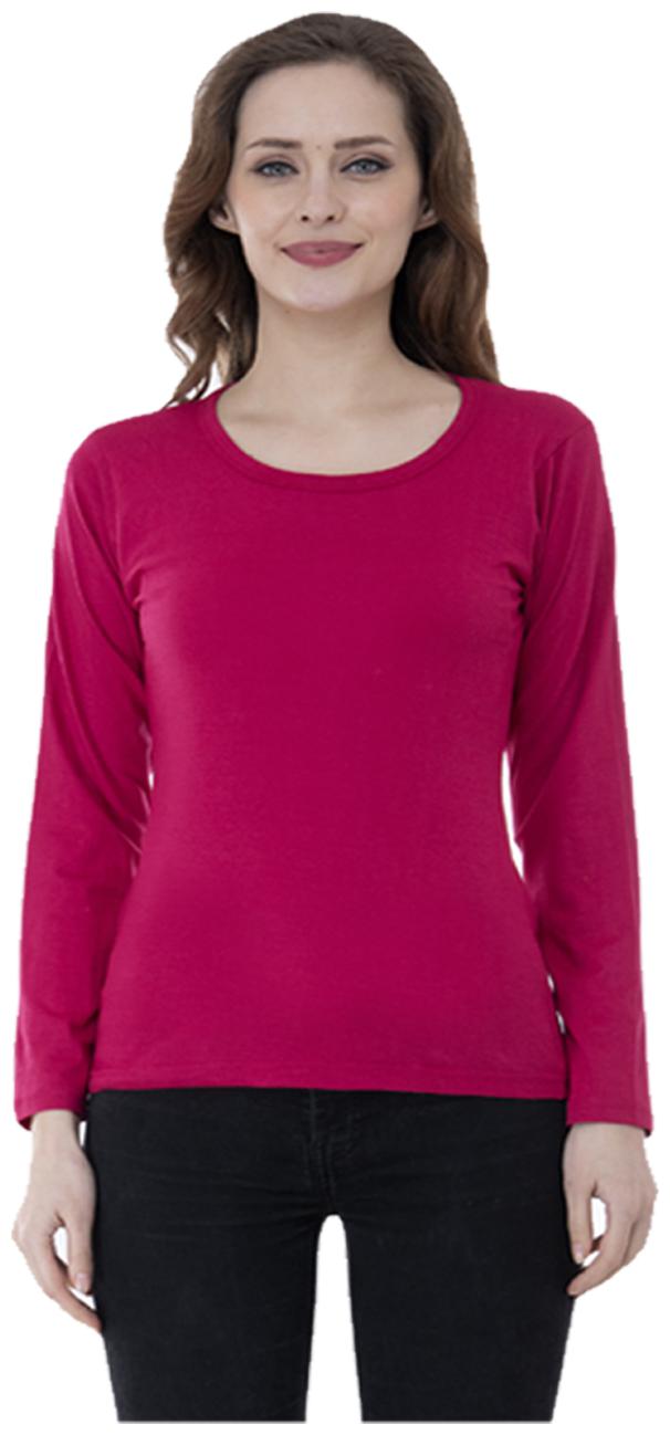 

Indiweaves Women Pink Regular fit Round neck Cotton T shirt