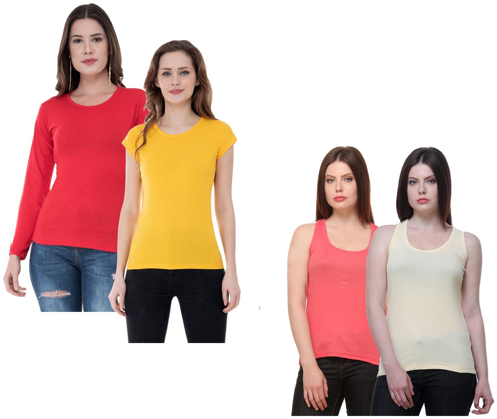 

Indiweaves Women Multi Regular fit Round neck Cotton Tank top