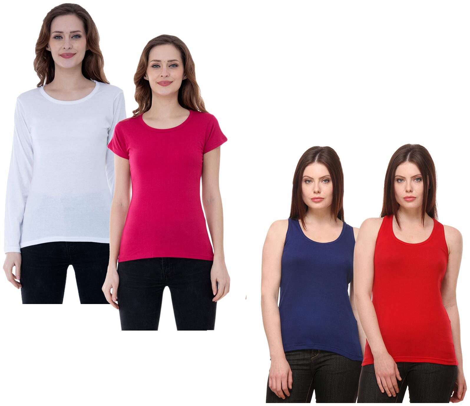 

Indiweaves Women Multi Regular fit Round neck Cotton Tank top