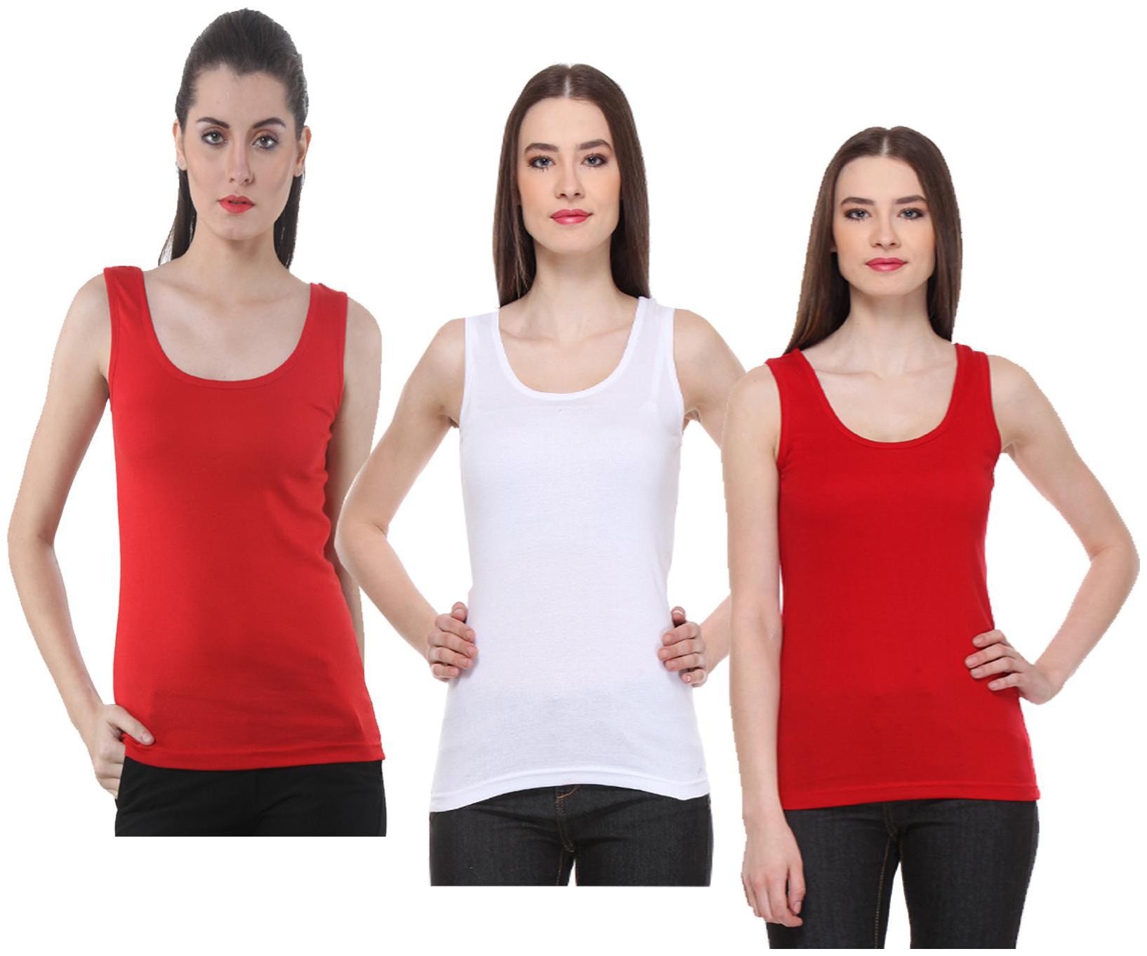 

Indiweaves Women Multi Regular fit U neck Cotton Tank top