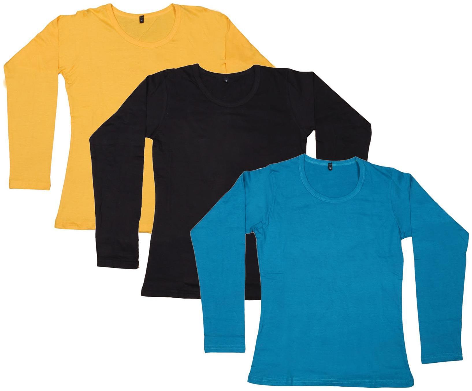 

Indiweaves Women Multi Regular fit Round neck Cotton T shirt