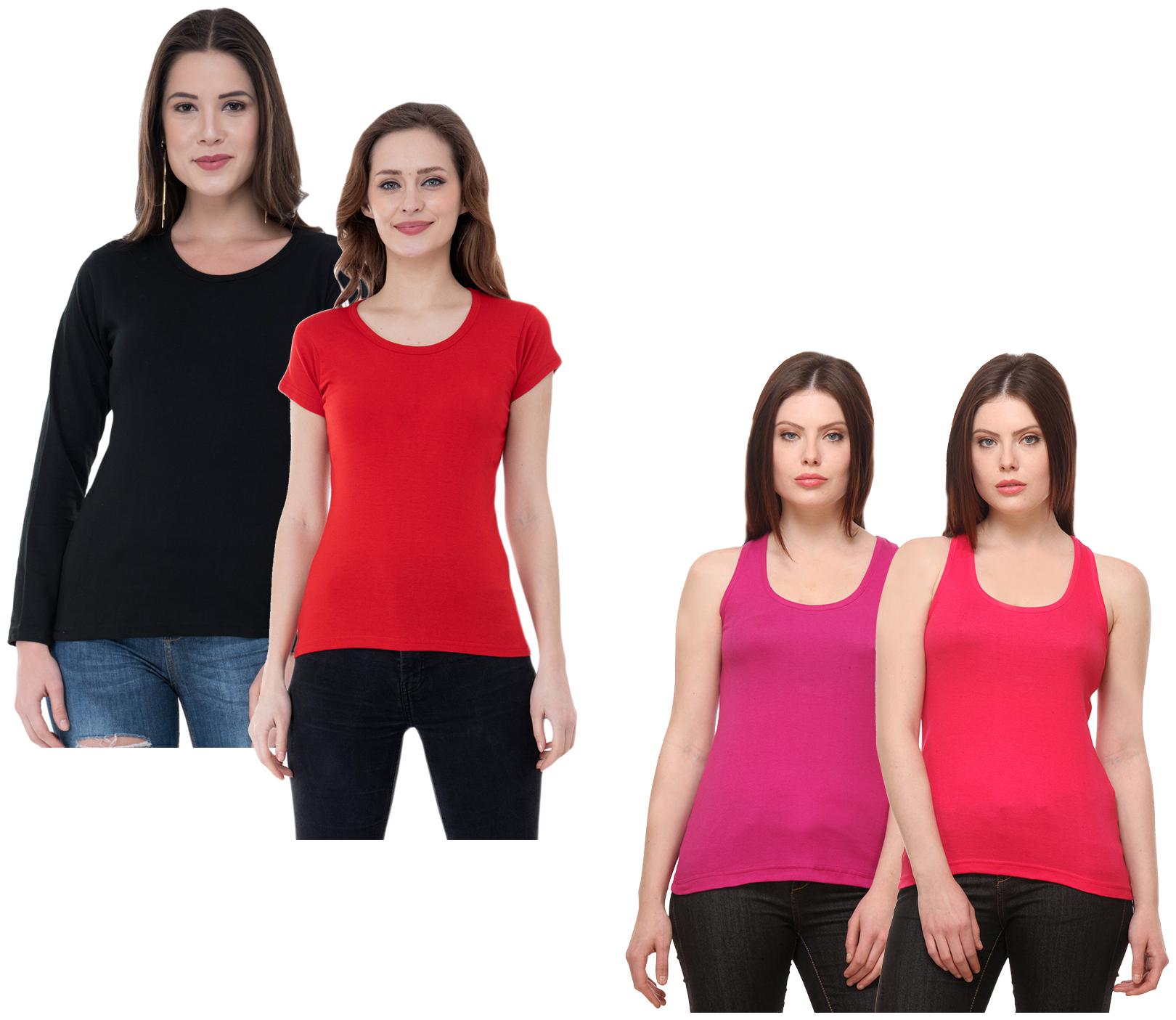 

Indiweaves Women Multi Regular fit Round neck Cotton Tank top