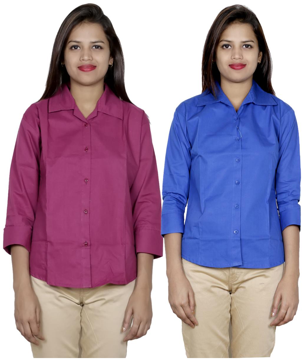 

Indiweaves Women Pink Solid Regular Fit Shirt