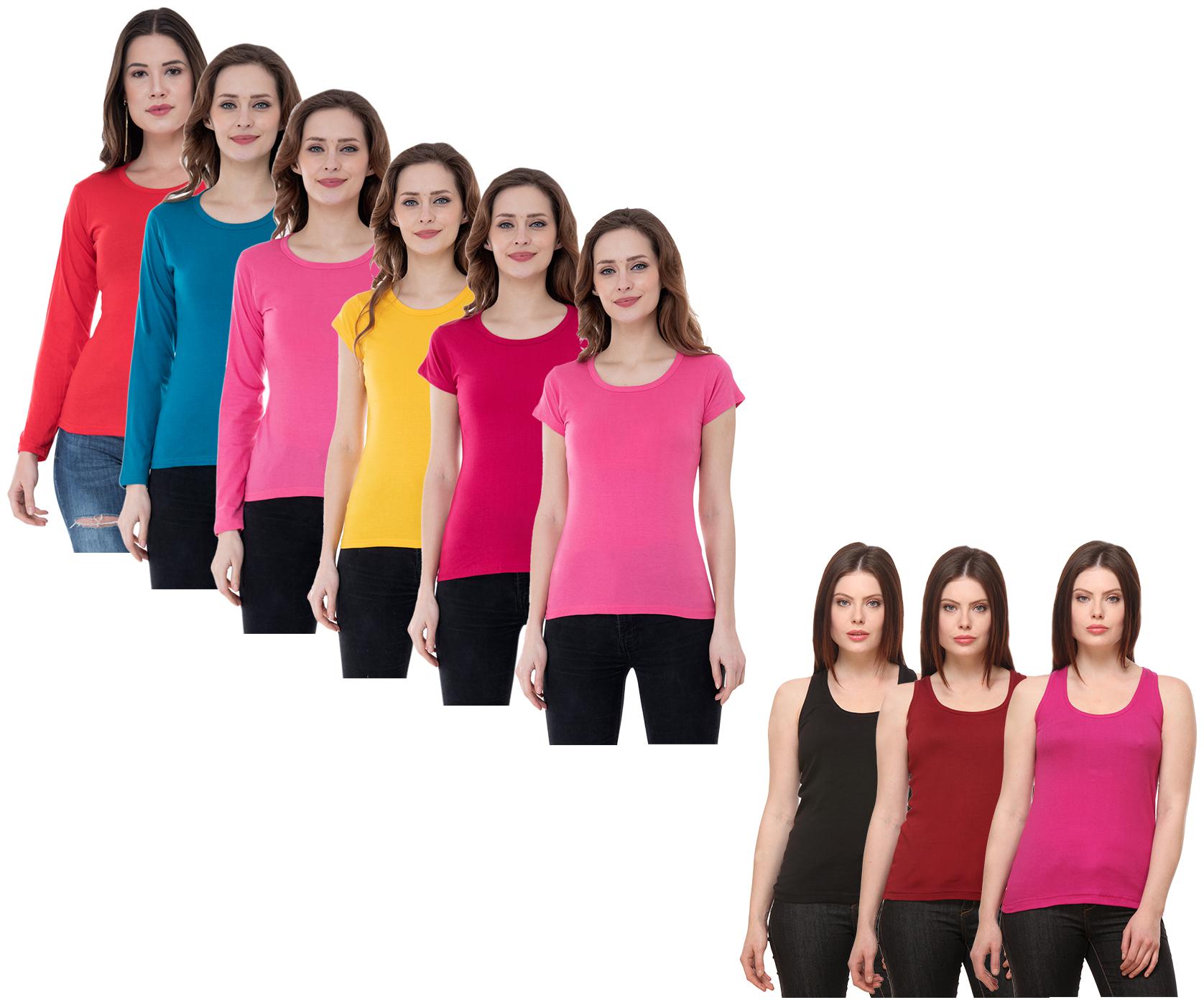 

Indiweaves Women Multi Regular fit Round neck Cotton Tank top