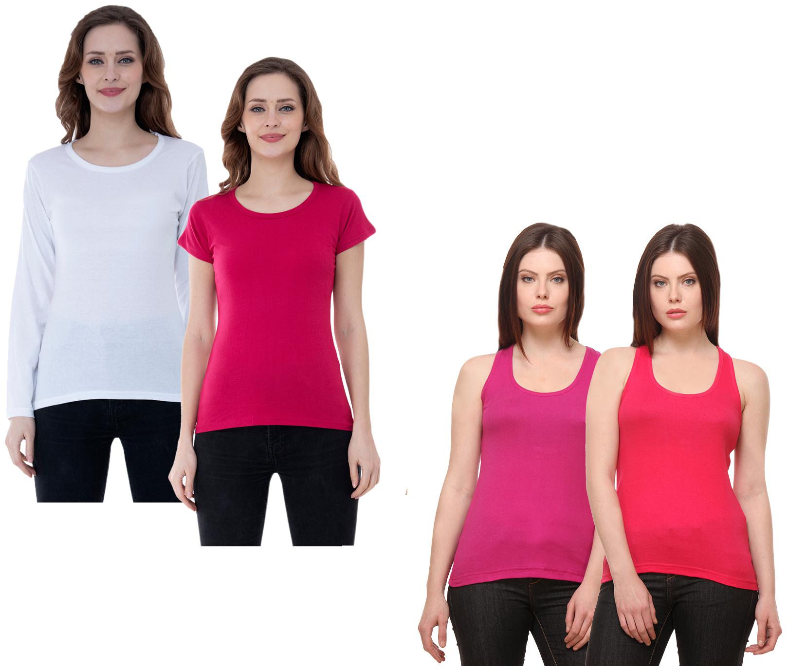 

Indiweaves Women Multi Regular fit Round neck Cotton Tank top
