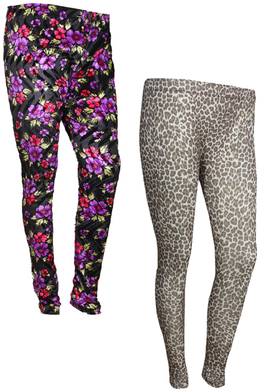 

IndiWeaves Women Cotton Printed Legging and Velvet Printed Leggings (Pack of 2)