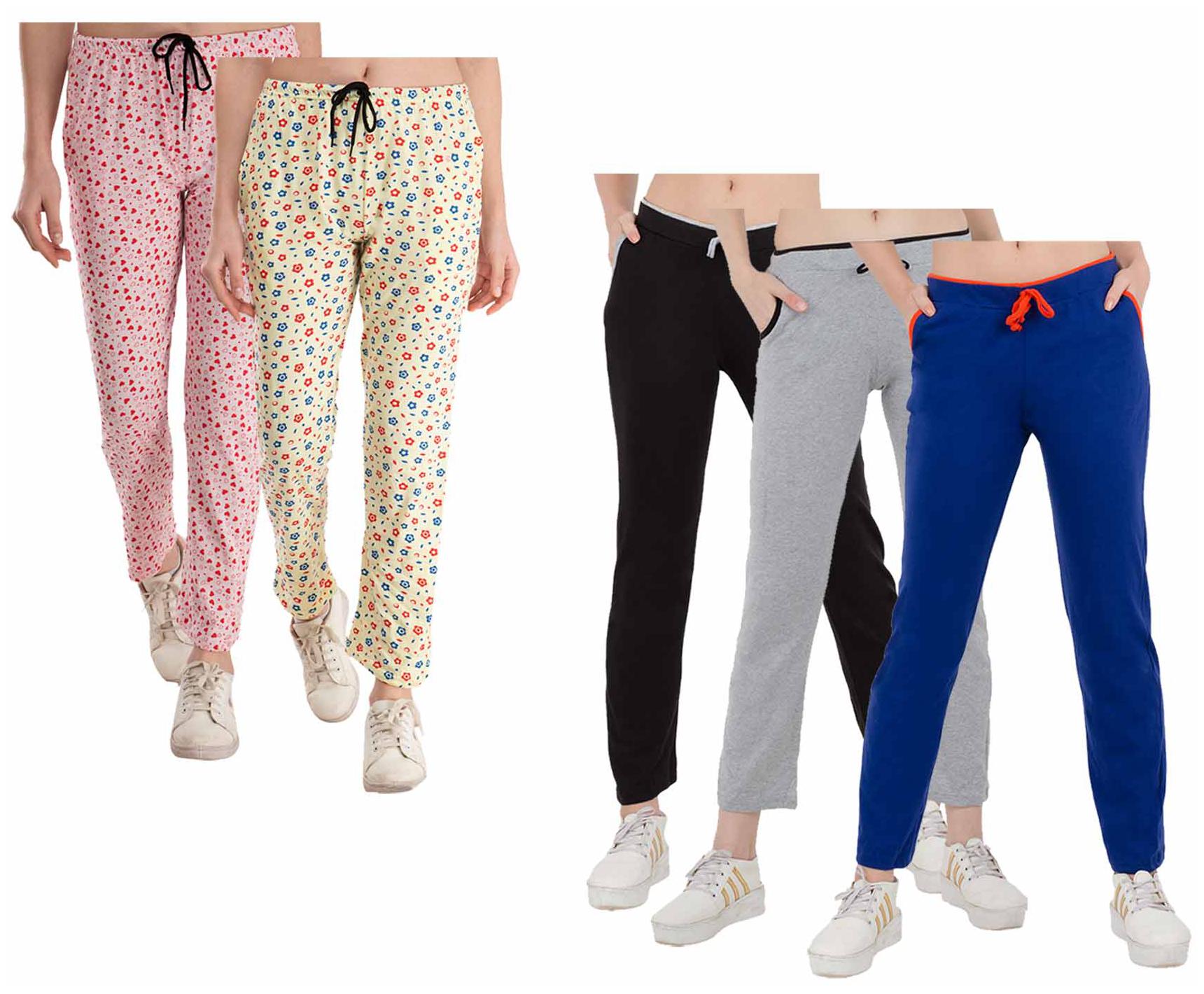 

Indiweaves Women Regular fit Cotton Printed Track pants - Multi