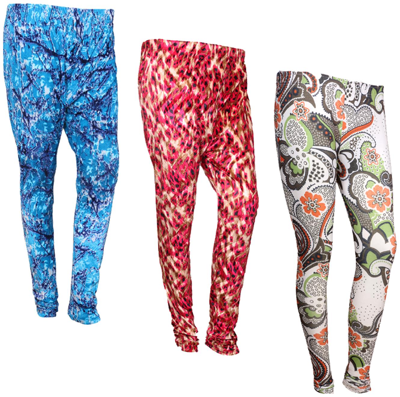

IndiWeaves Women Cotton Printed Legging and Velvet Printed Leggings (Pack of 3)