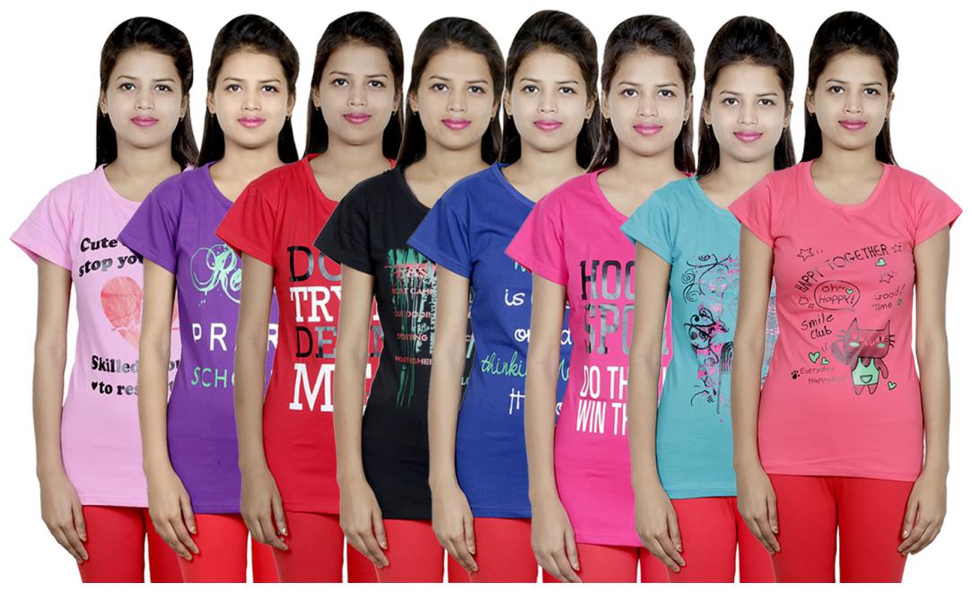 

IndiWeaves Women s Cotton Printed T-Shirts COMBO OFFER ( Pack of 8 T-Shirts)
