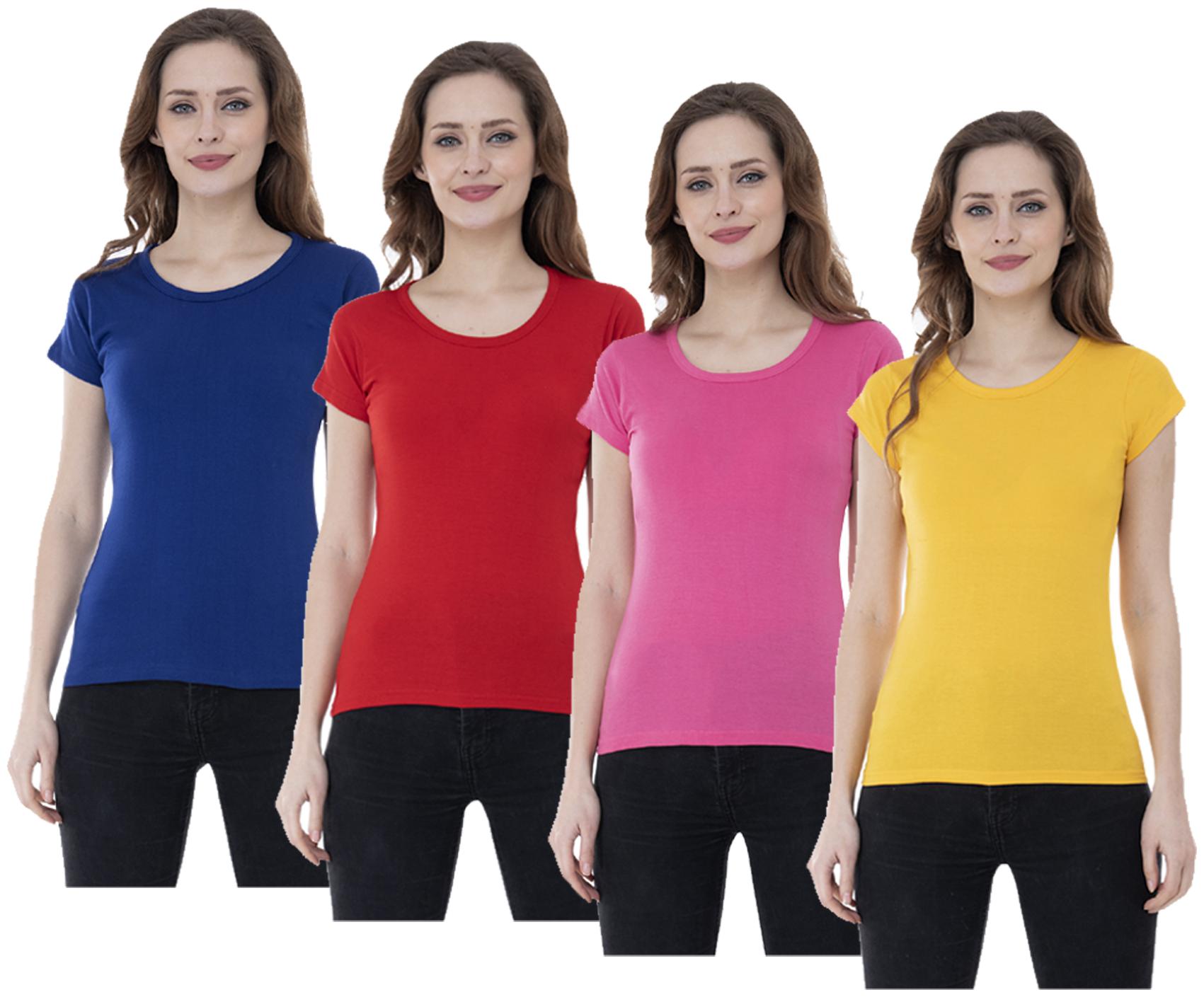 

Indiweaves Women Multi Regular fit Round neck Cotton T shirt