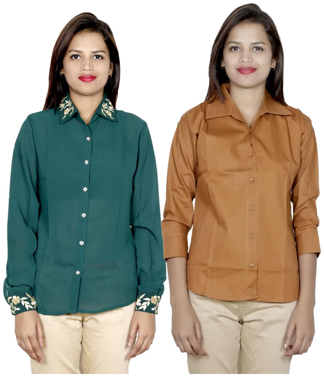 

Indiweaves Women Multi Embroidered Regular Fit Shirt