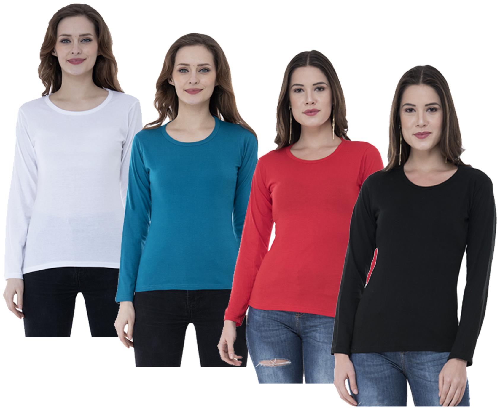 

Indiweaves Women Multi Regular fit Round neck Cotton T shirt