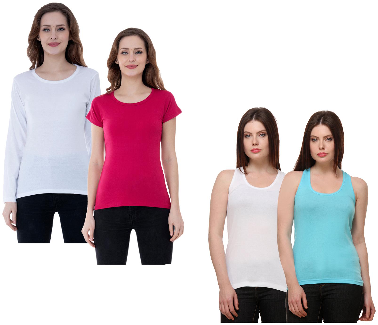 

Indiweaves Women Multi Regular fit Round neck Cotton Tank top