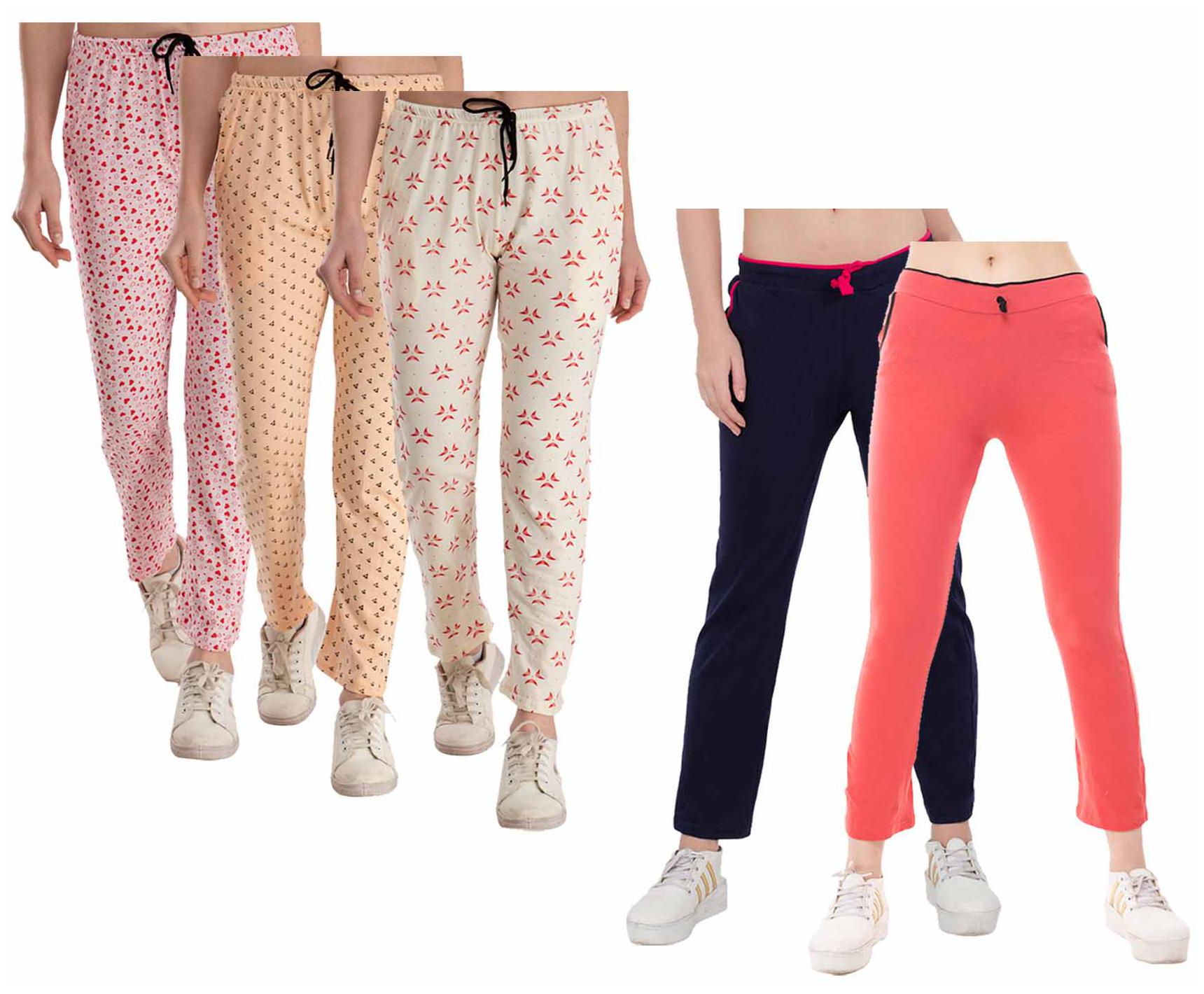 

Indiweaves Women Regular fit Cotton Printed Track pants - Multi