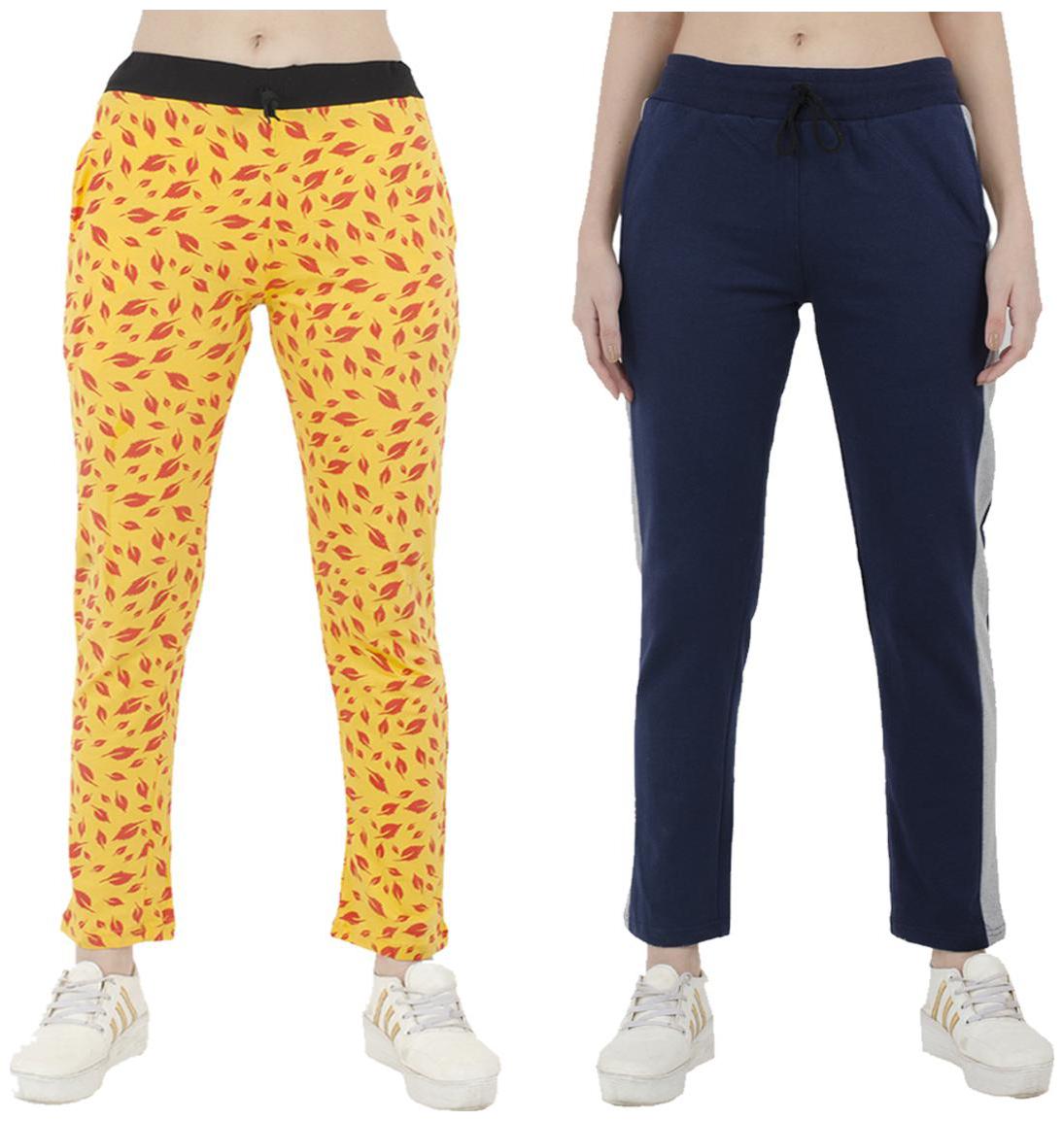 

Indiweaves Women Regular fit Polyester Printed Track pants - Blue