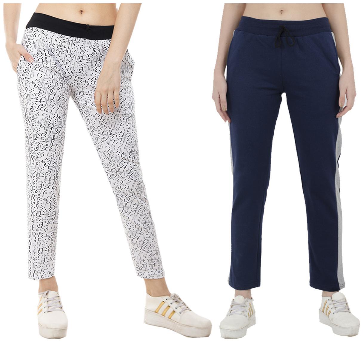 

Indiweaves Women Regular fit Polyester Printed Track pants - Blue