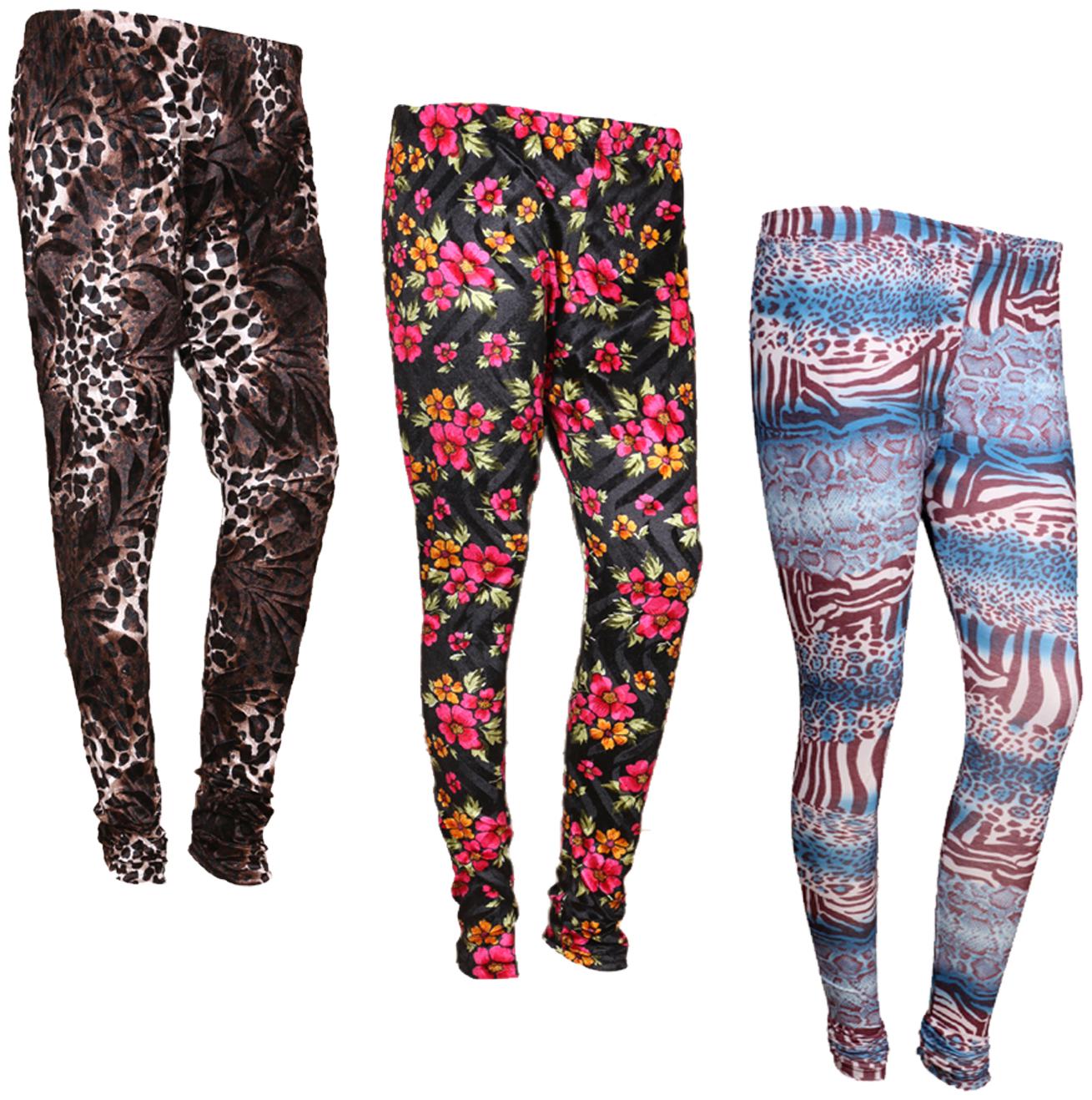 

IndiWeaves Women Cotton Printed Legging and Velvet Printed Leggings (Pack of 3)