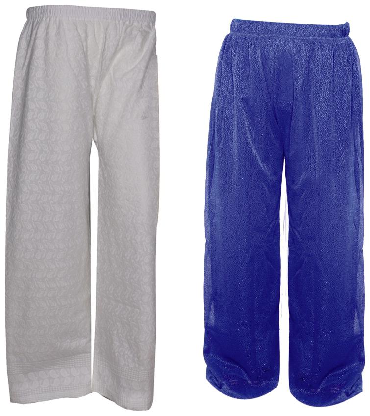 

IndiWeaves Womens 1 Full Chikan Work Pallazo and 1 Solid Palazzo Combo Pack (Pack of 2 Palazo)