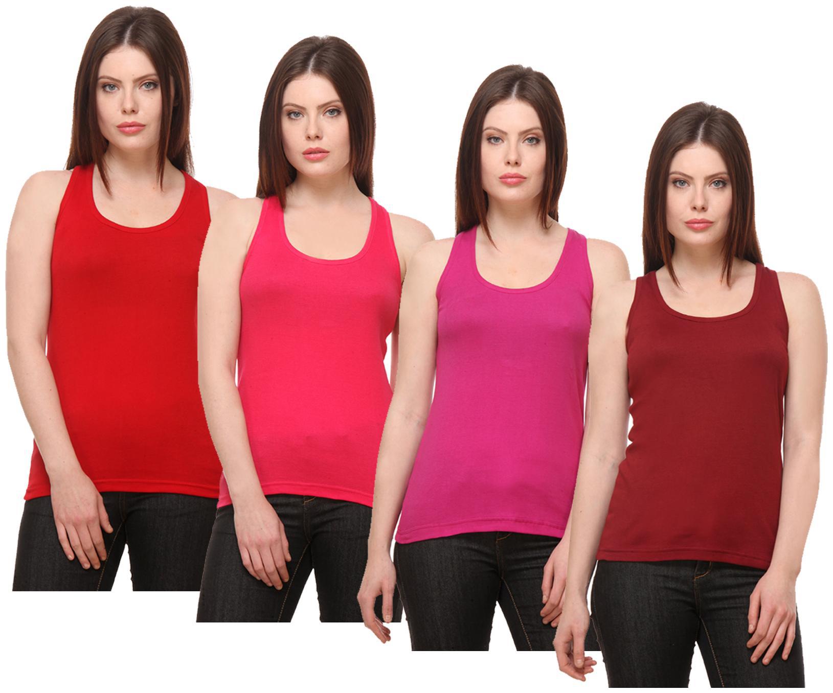 

Indiweaves Women Multi Regular fit Round neck Cotton Tank top