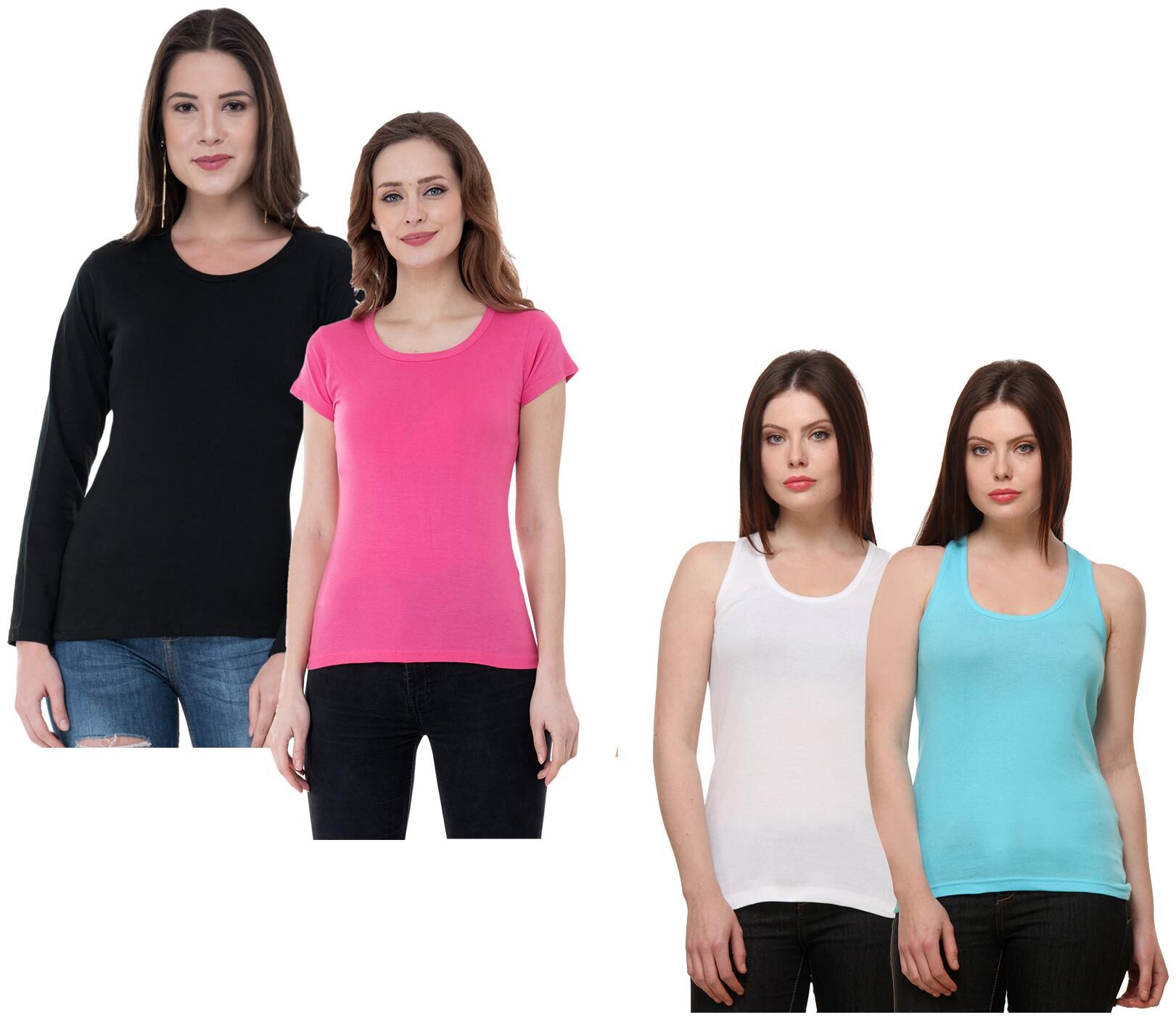 

Indiweaves Women Multi Regular fit Round neck Cotton Tank top