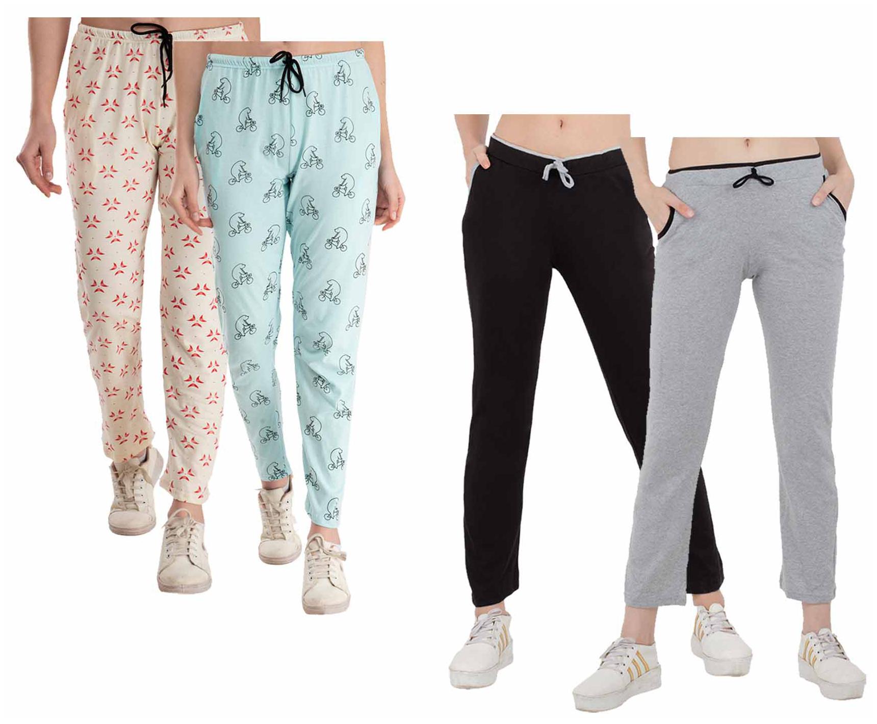 

Indiweaves Women Regular fit Cotton Printed Track pants - Multi