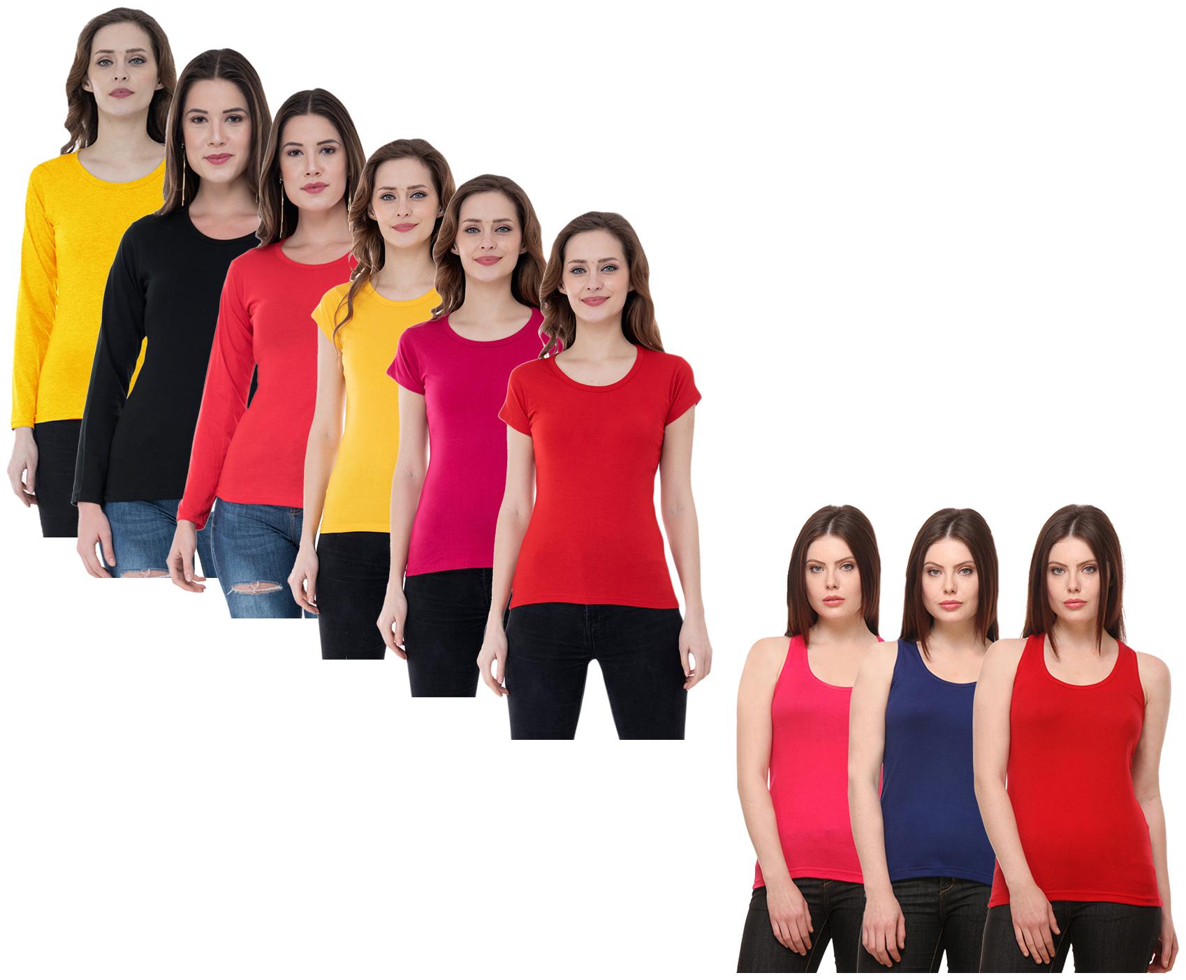 

Indiweaves Women Multi Regular fit Round neck Cotton Tank top