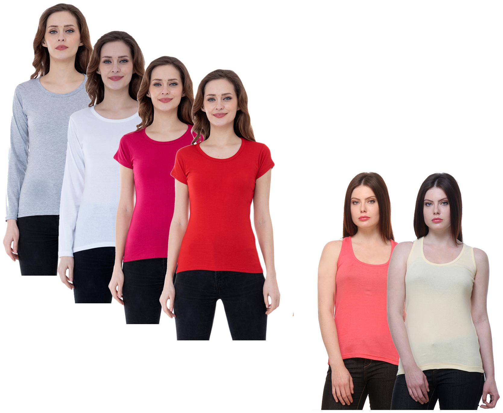 

Indiweaves Women Multi Regular fit Round neck Cotton Tank top