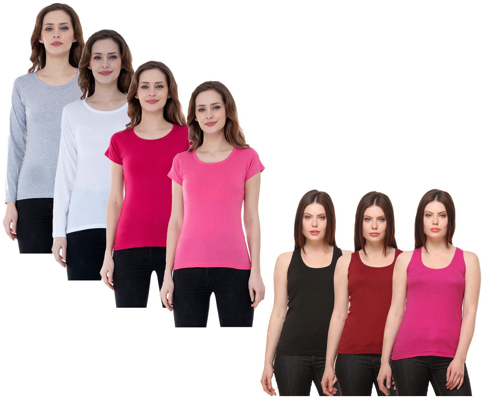 

Indiweaves Women Multi Regular fit Round neck Cotton Tank top