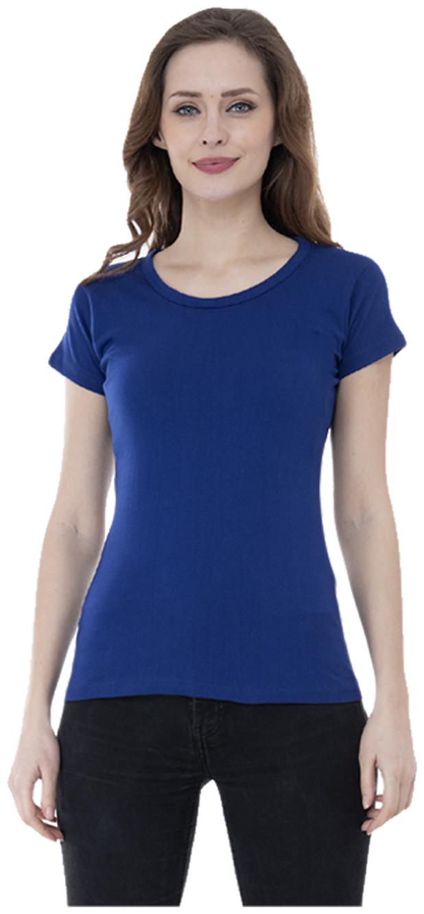 

Indiweaves Women Blue Regular fit Round neck Cotton T shirt