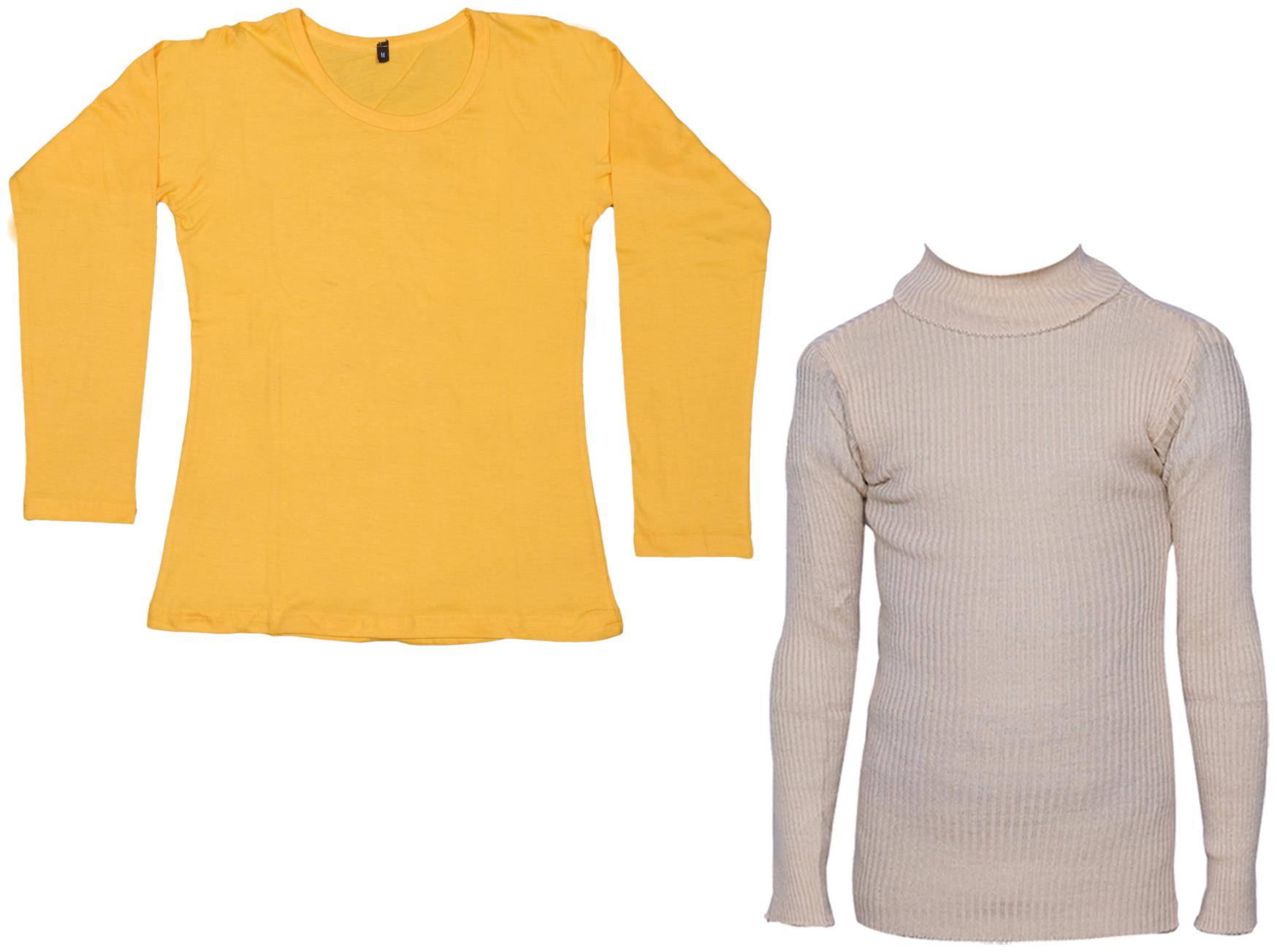 

Indiweaves Women Yellow Regular fit Round neck Cotton T shirt