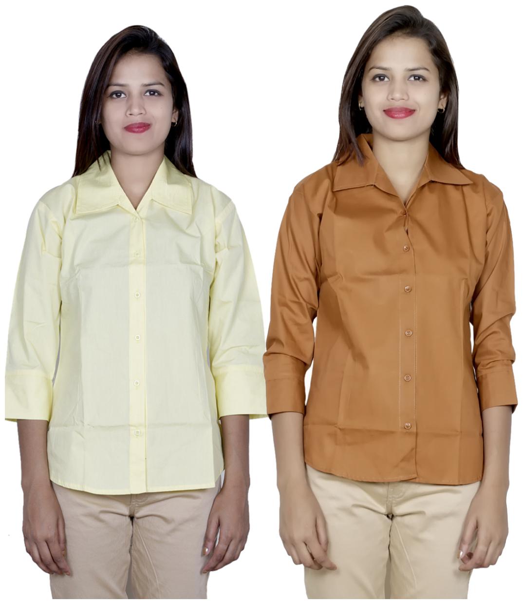 

Indiweaves Women Yellow Solid Regular Fit Shirt