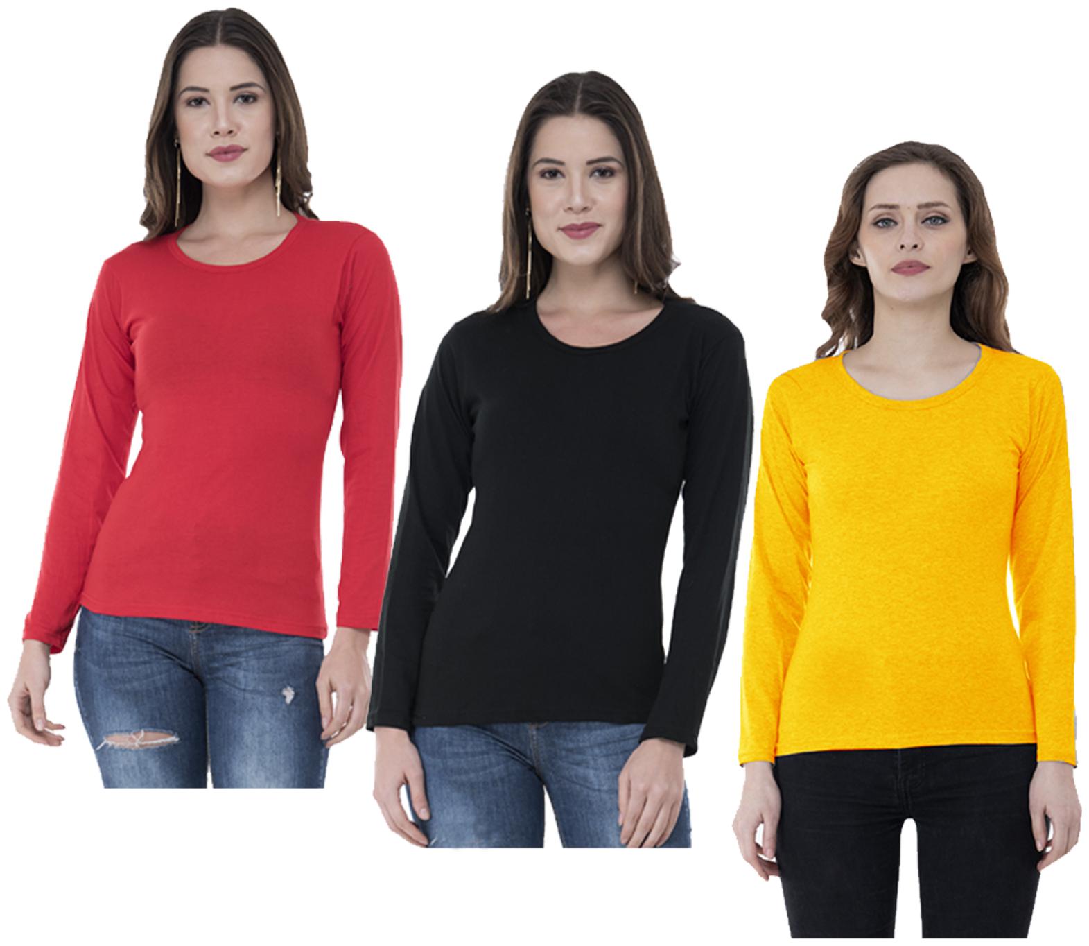 

Indiweaves Women Multi Regular fit Round neck Cotton T shirt