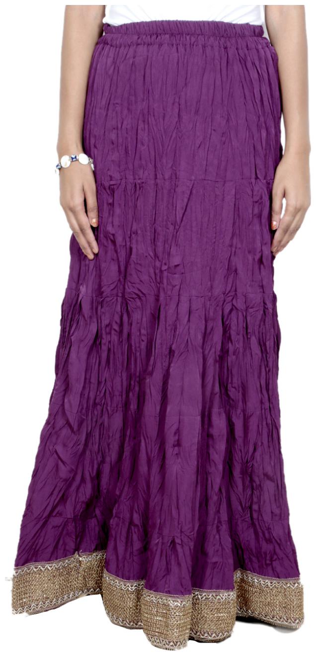 

IndiWeaves Women Cambric Cotton Purple Full Length Skirt