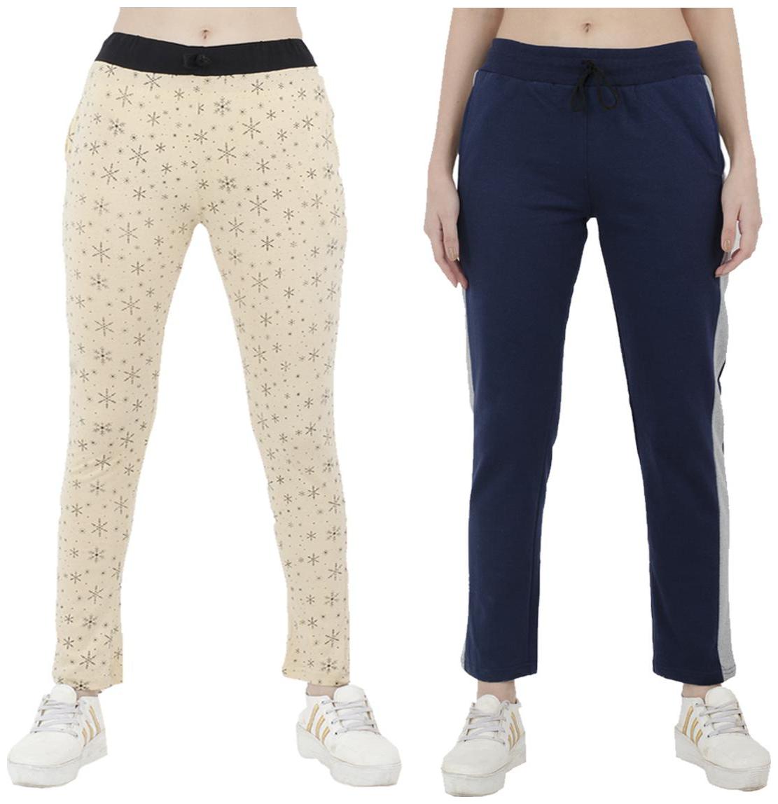 

Indiweaves Women Regular fit Polyester Printed Track pants - Blue