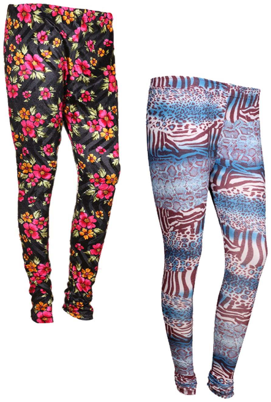 

IndiWeaves Women Cotton Printed Legging and Velvet Printed Leggings (Pack of 2)
