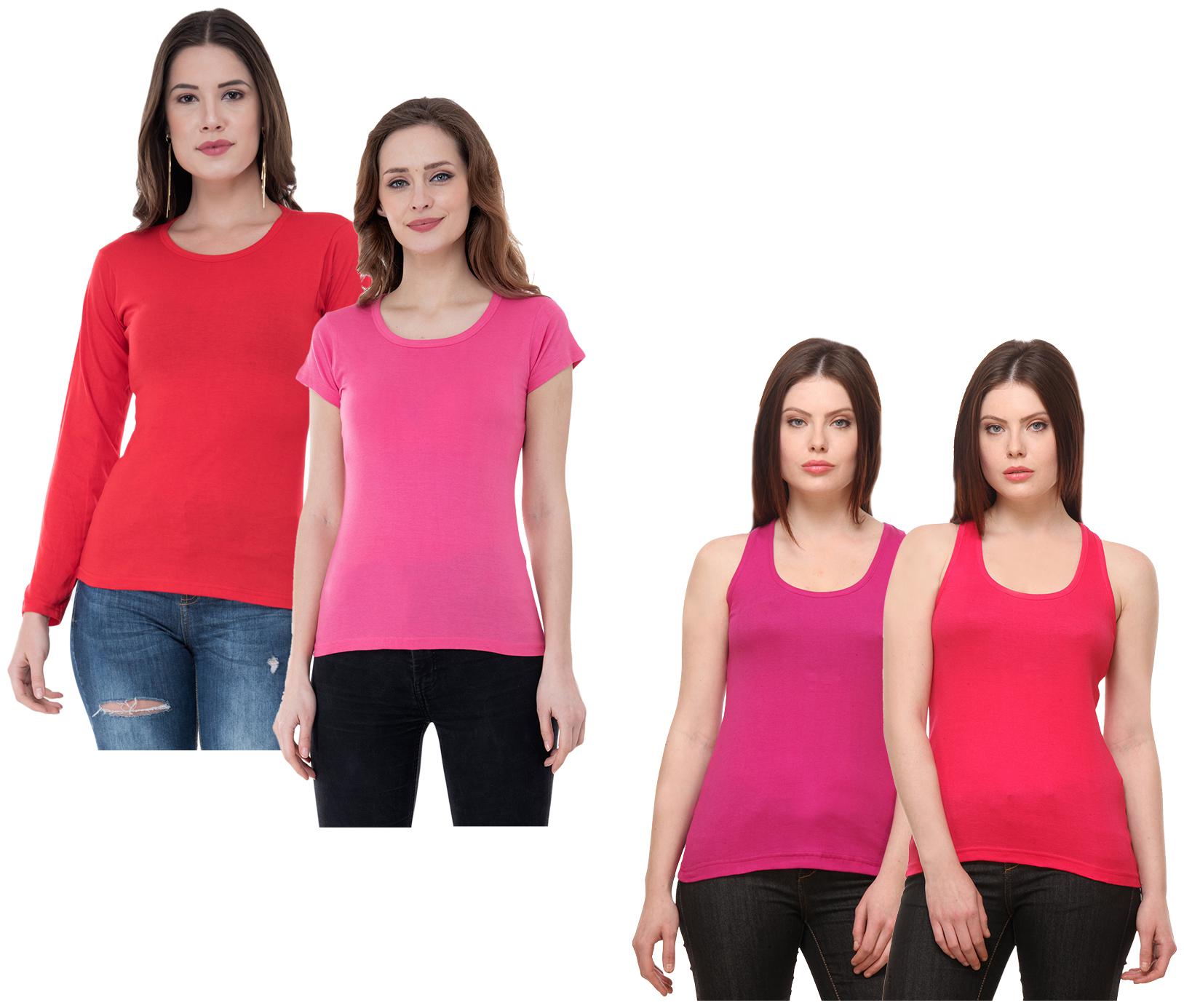 

Indiweaves Women Multi Regular fit Round neck Cotton Tank top