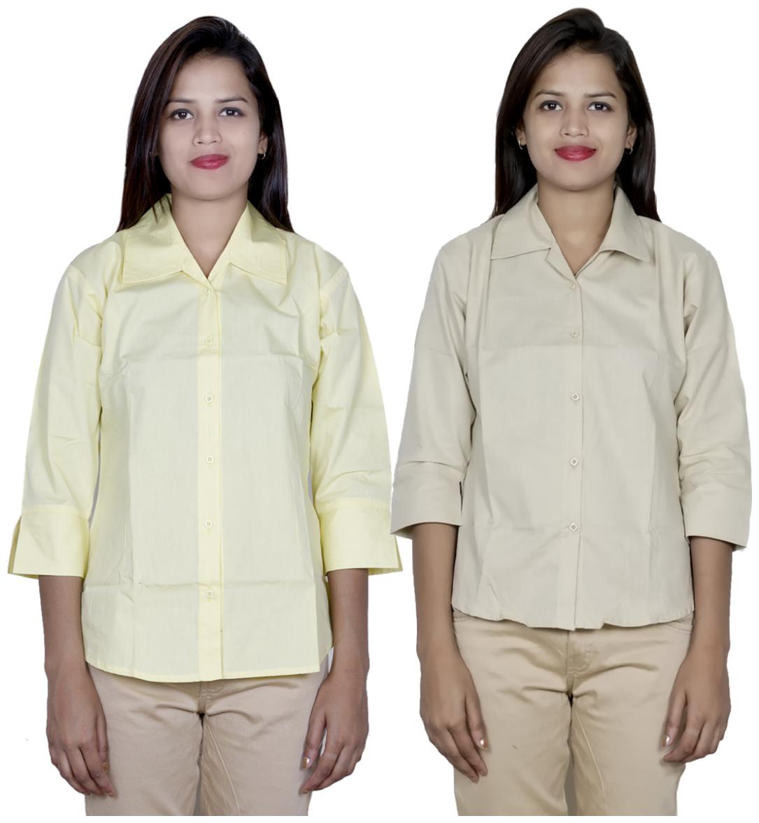 

Indiweaves Women Yellow Solid Regular Fit Shirt