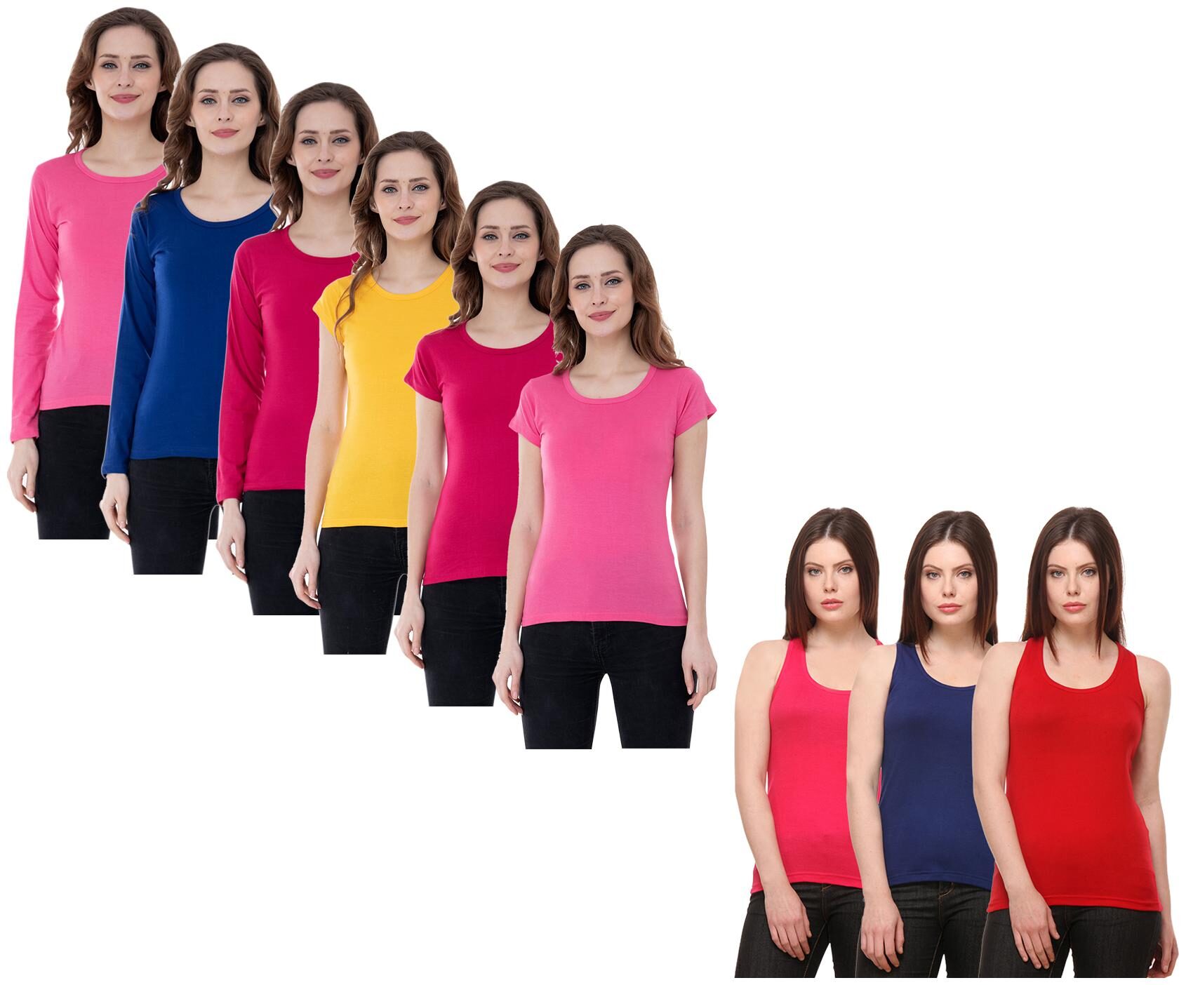 

Indiweaves Women Multi Regular fit Round neck Cotton Tank top