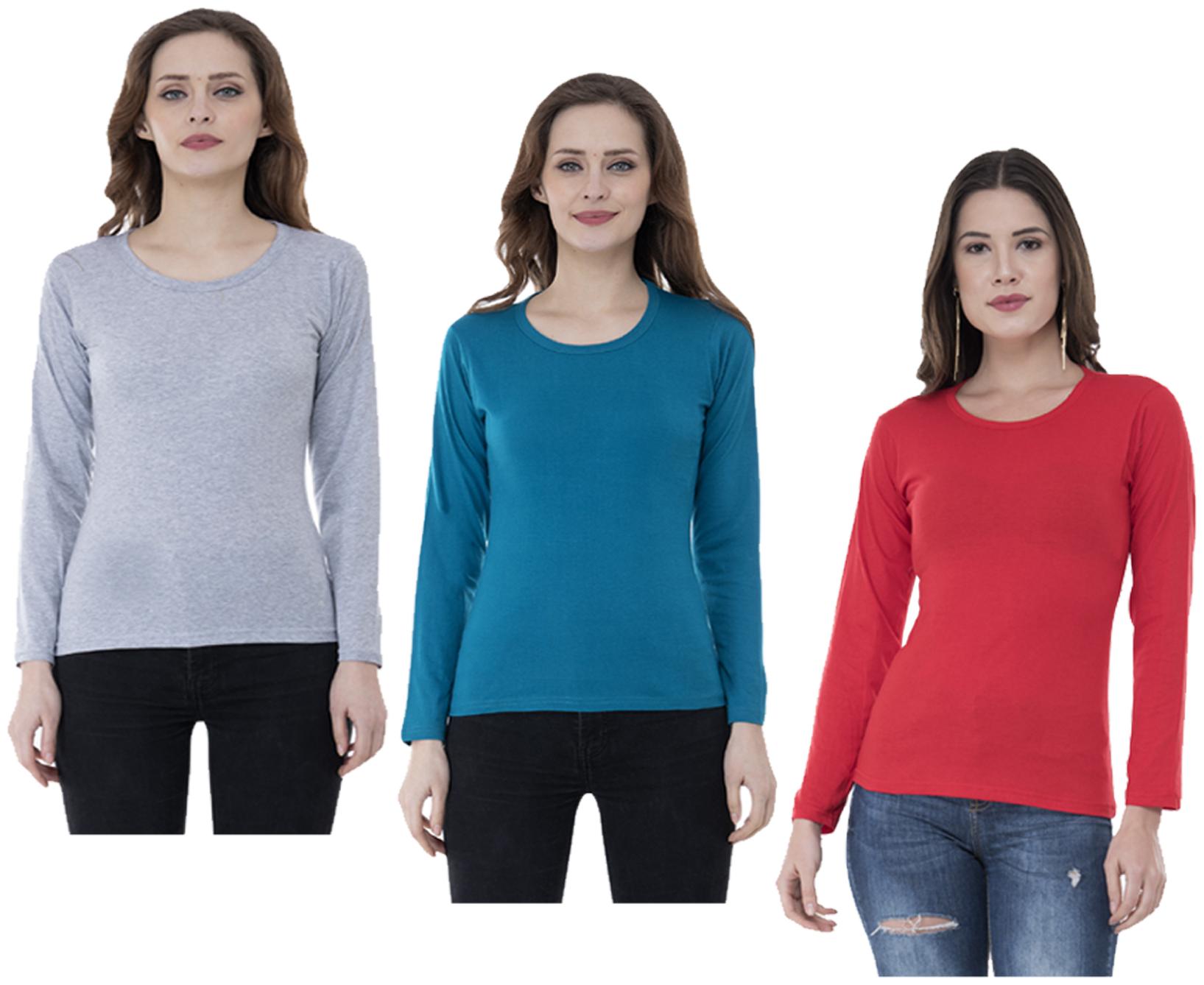 

Indiweaves Women Multi Regular fit Round neck Cotton T shirt