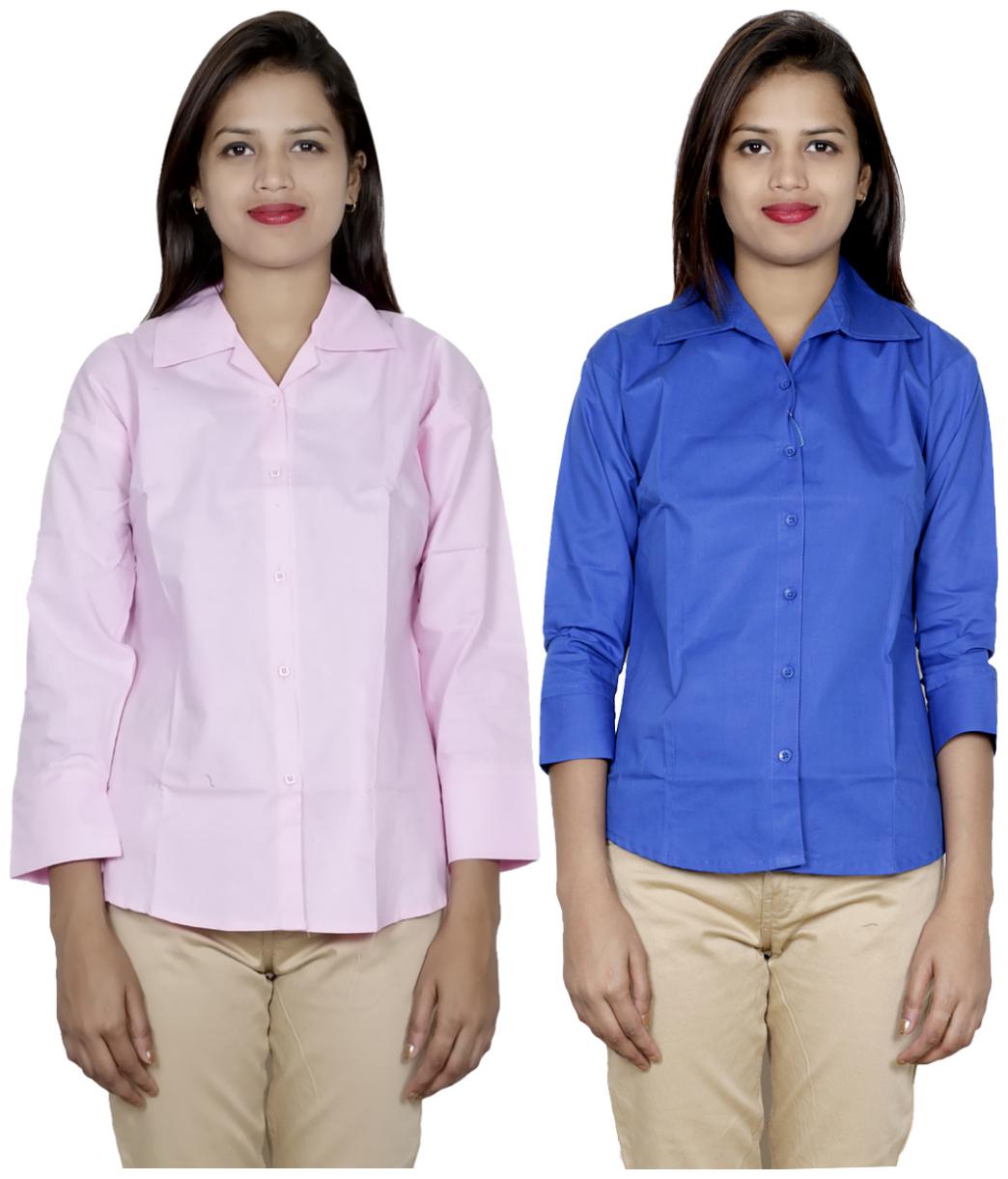 

Indiweaves Women Pink Solid Regular Fit Shirt