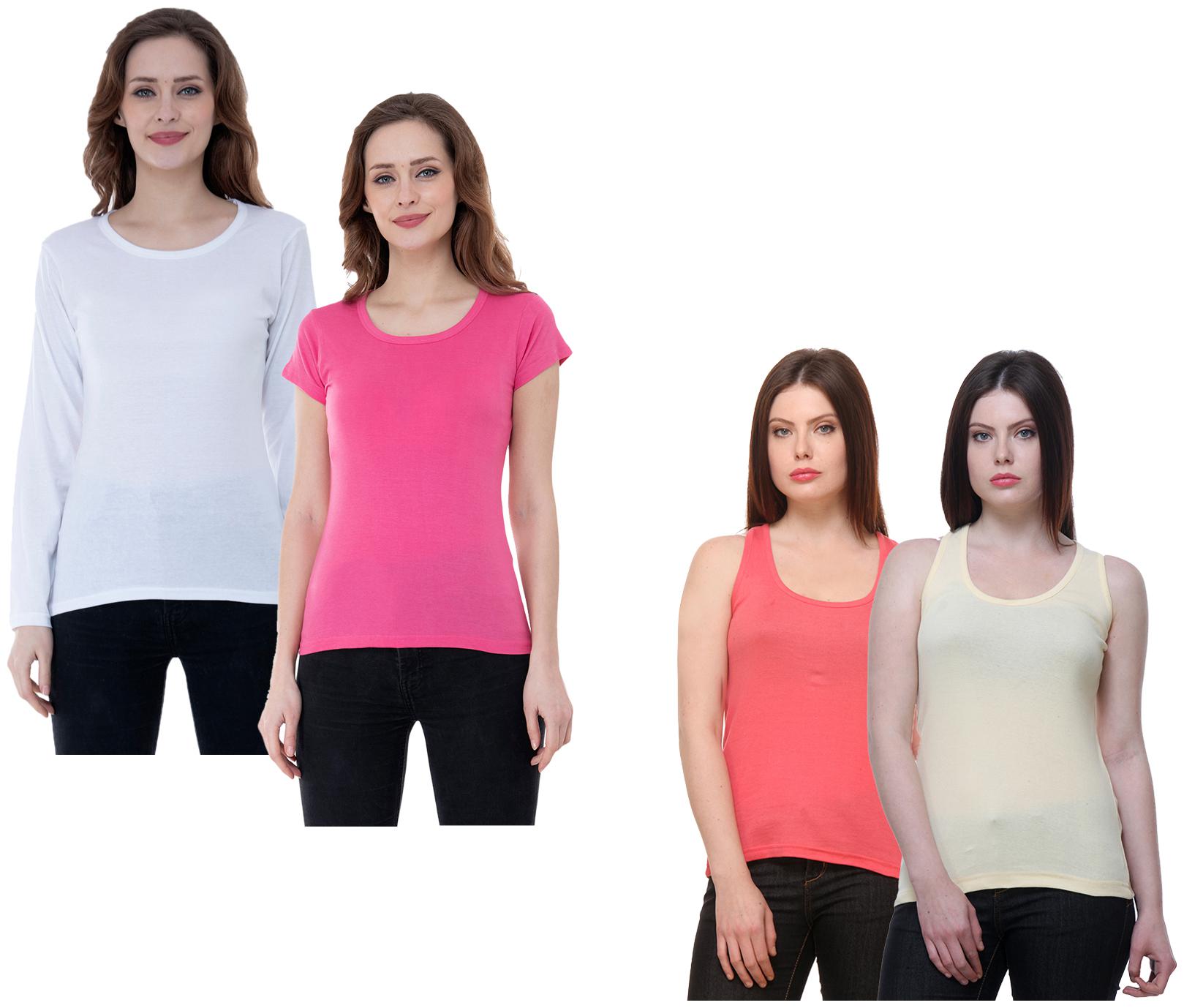 

Indiweaves Women Multi Regular fit Round neck Cotton Tank top