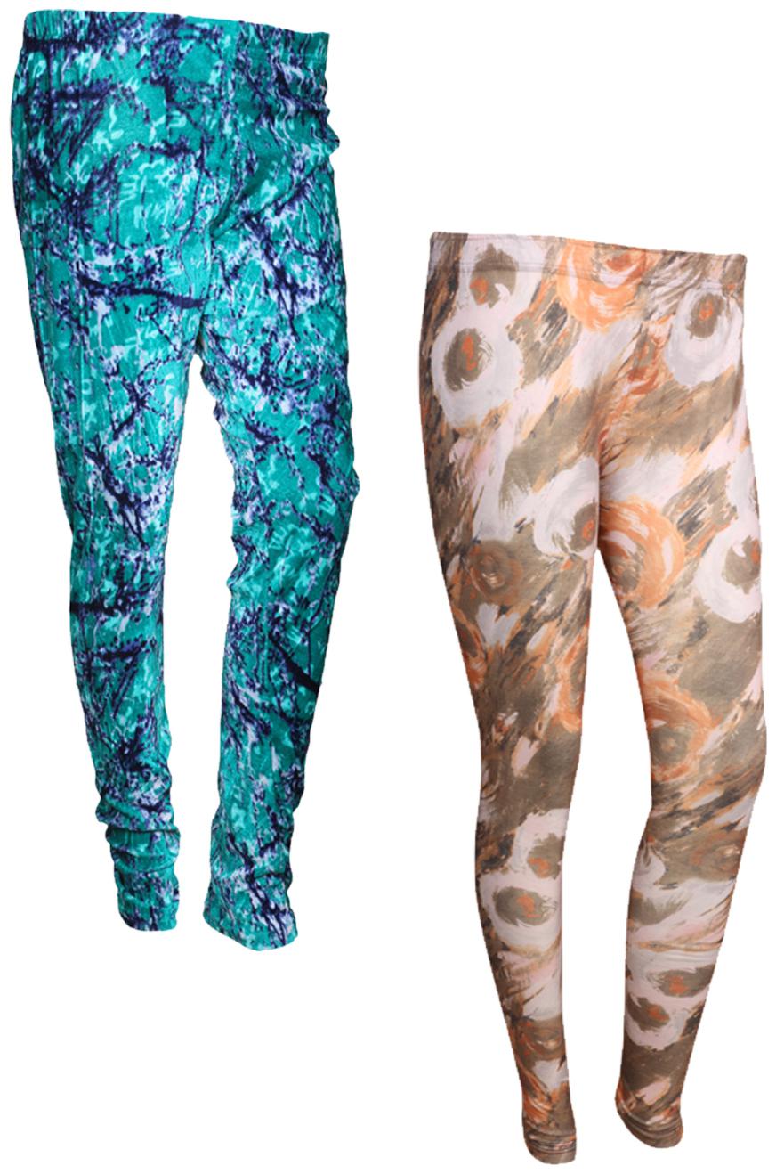 

IndiWeaves Women Cotton Printed Legging and Velvet Printed Leggings (Pack of 2)