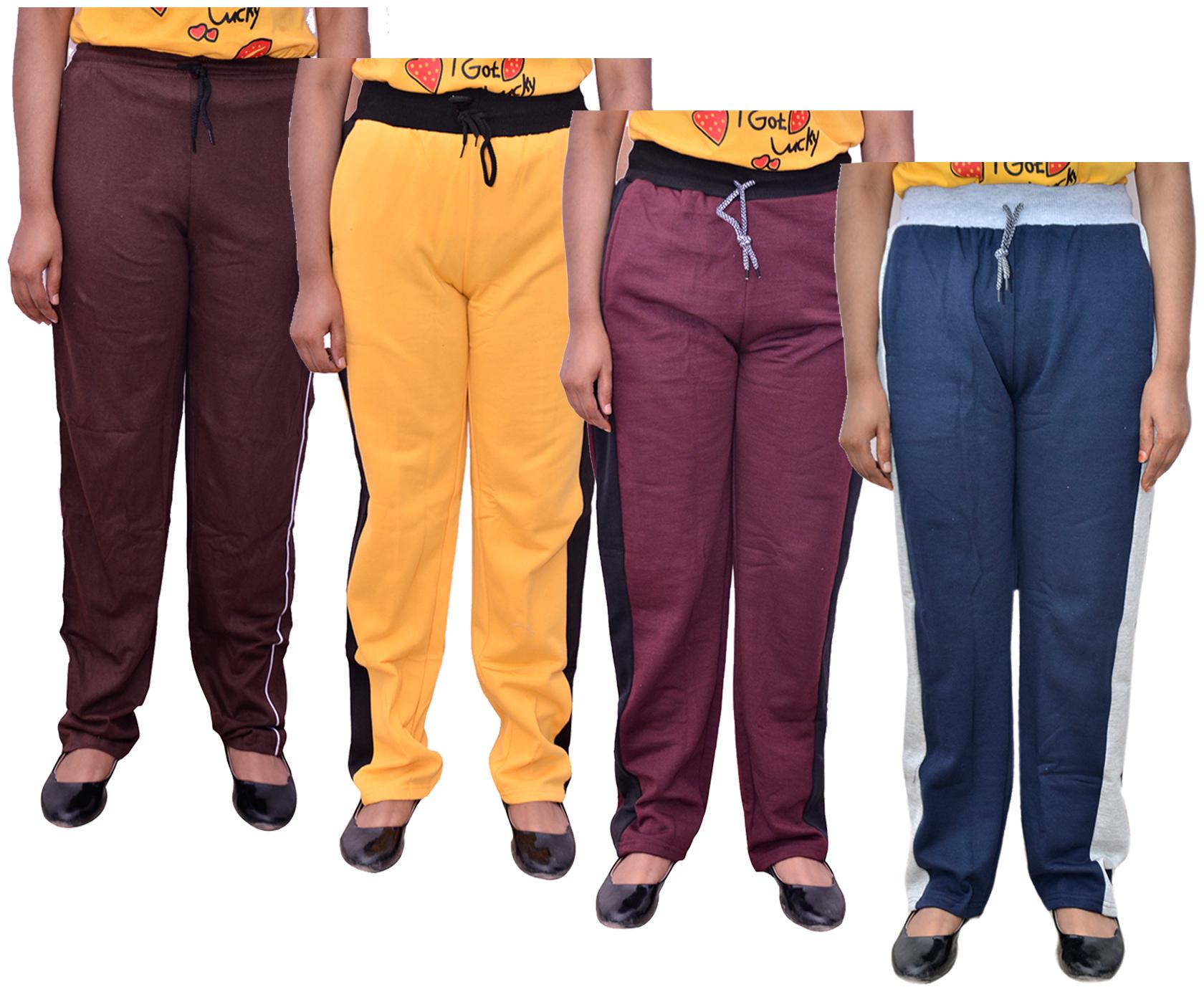 

Indiweaves Women Regular fit Cotton Solid Track pants - Multi