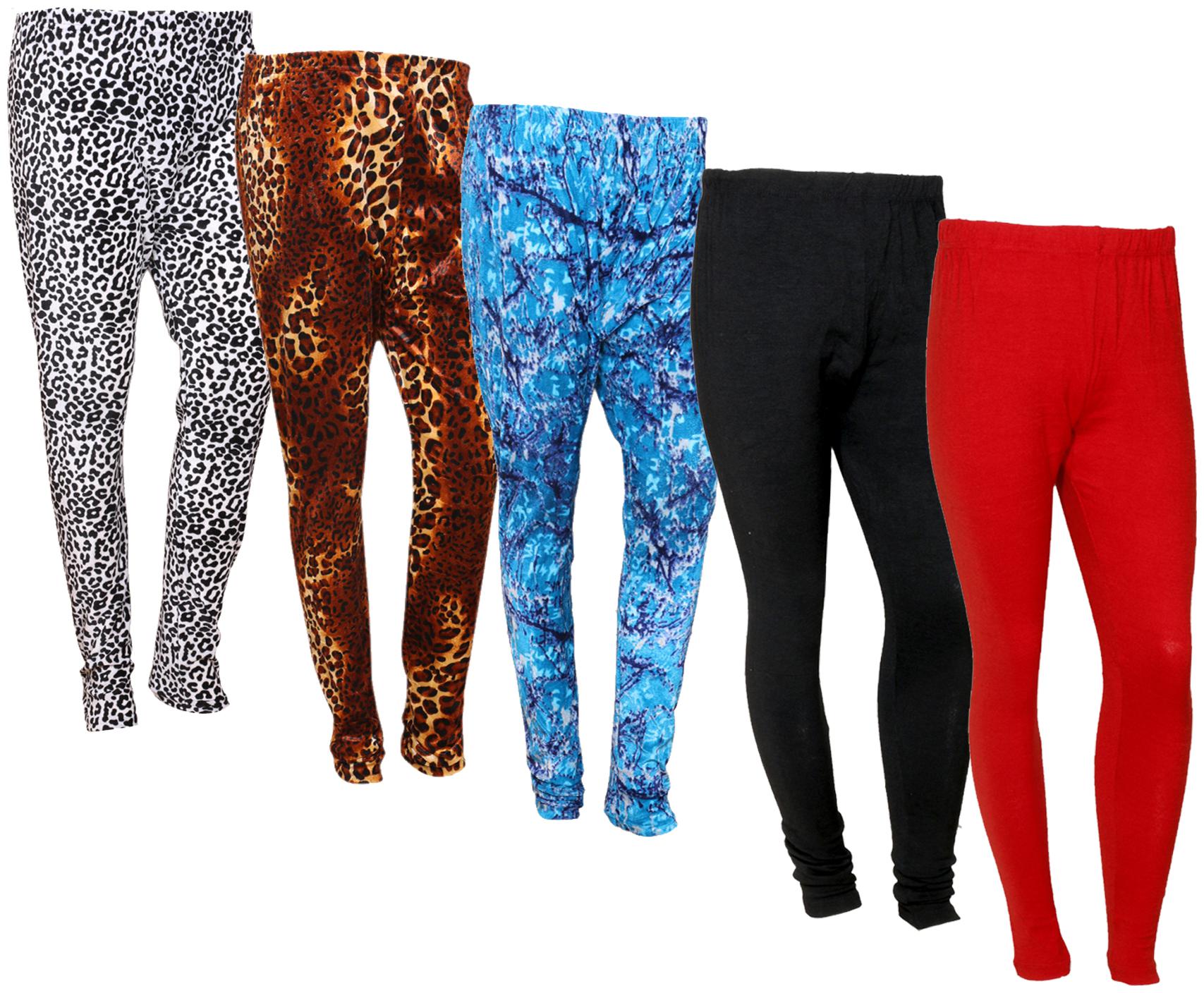 

IndiWeaves Women Woolen Plain and Velvet Printed Leggings for Winters (Pack of 5)